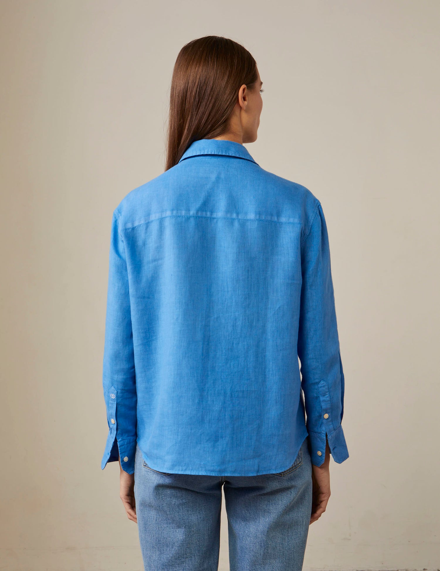 Charlotte blue linen shirt - Linen - Shirt Collar#3