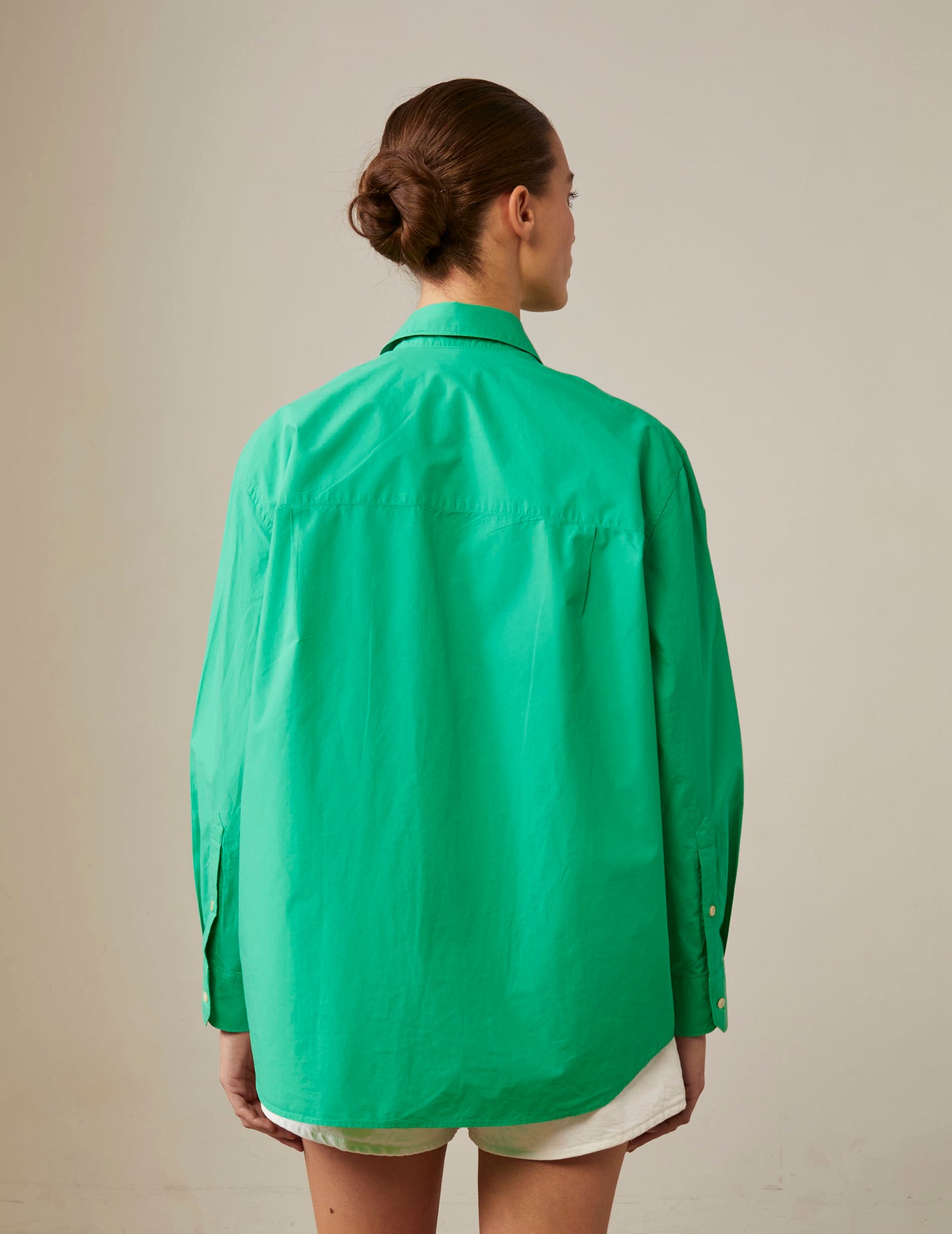 Oversized light green Delina shirt - Poplin - Shirt Collar#2