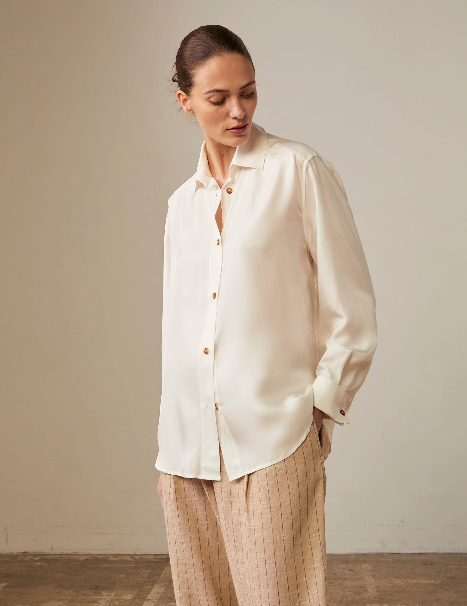 Ecru Hannah shirt - Silk - Shirt Collar - French Cuffs