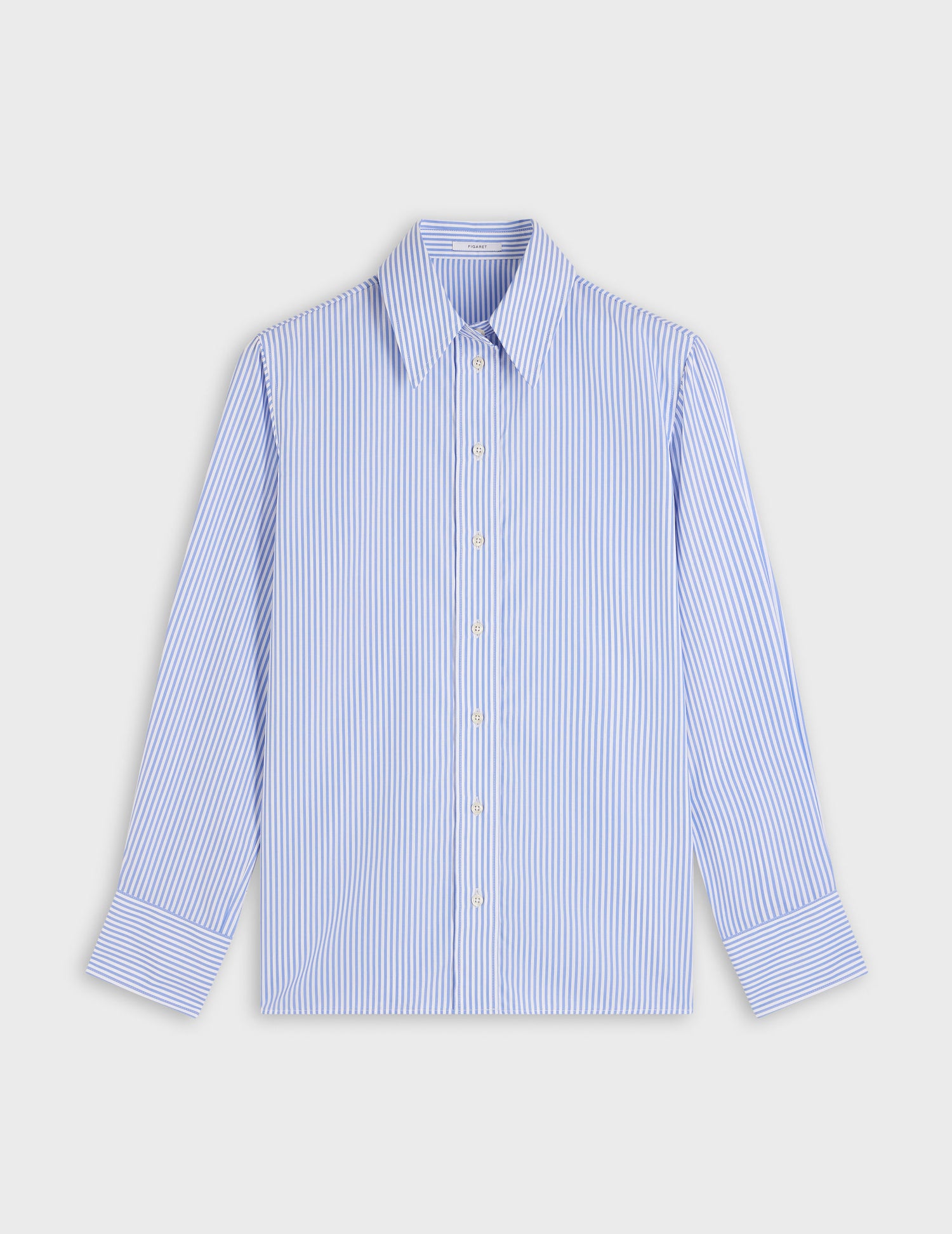 Chemise Hannie rayée bleue - Popeline - Col Long#4