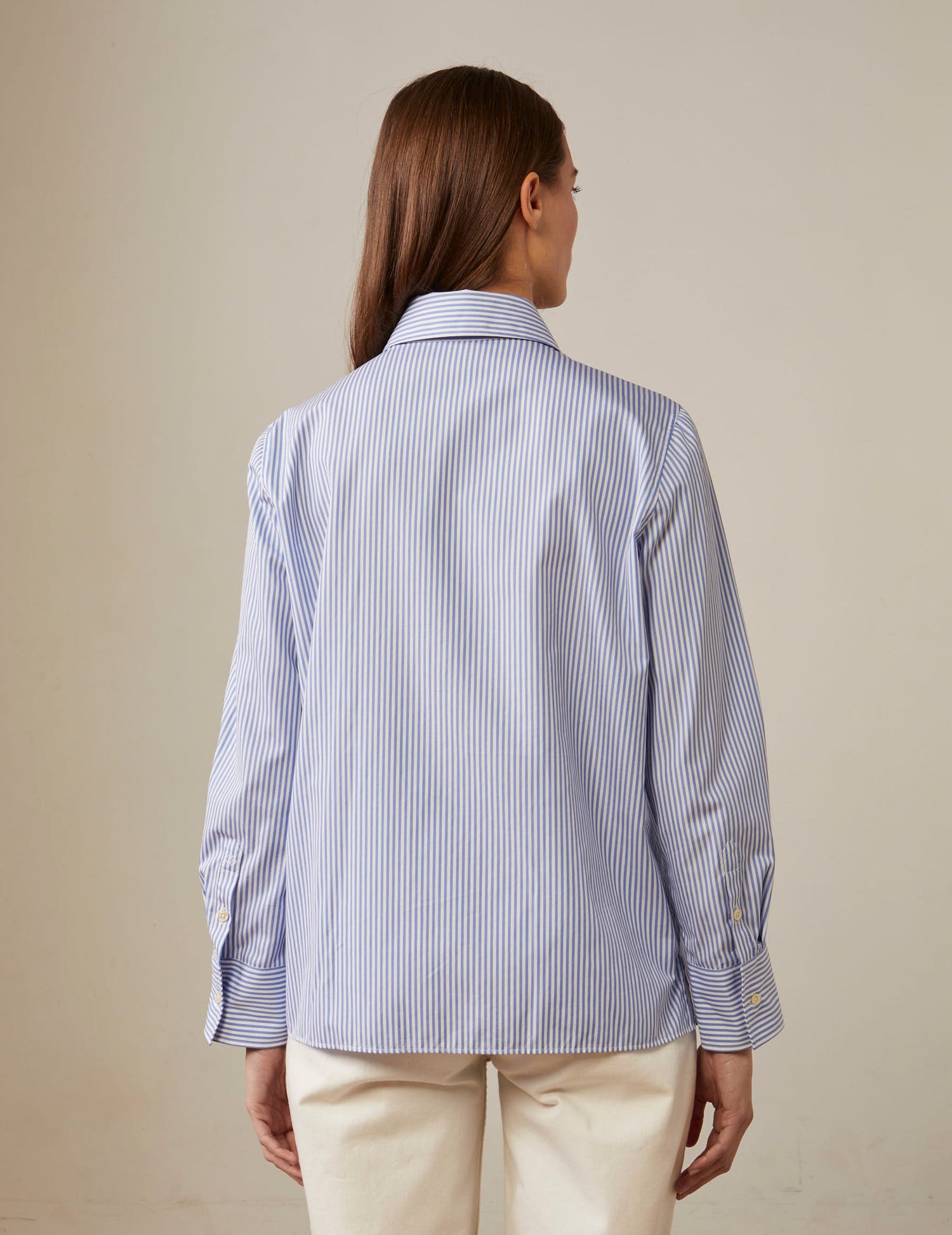 Striped blue Hannie shirt - Poplin - Long Collar#2