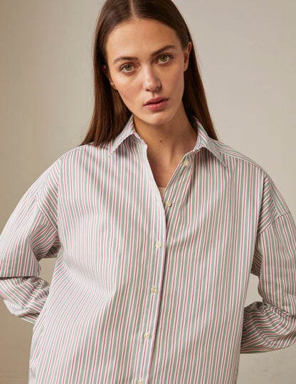 Oversized striped green Helina shirt