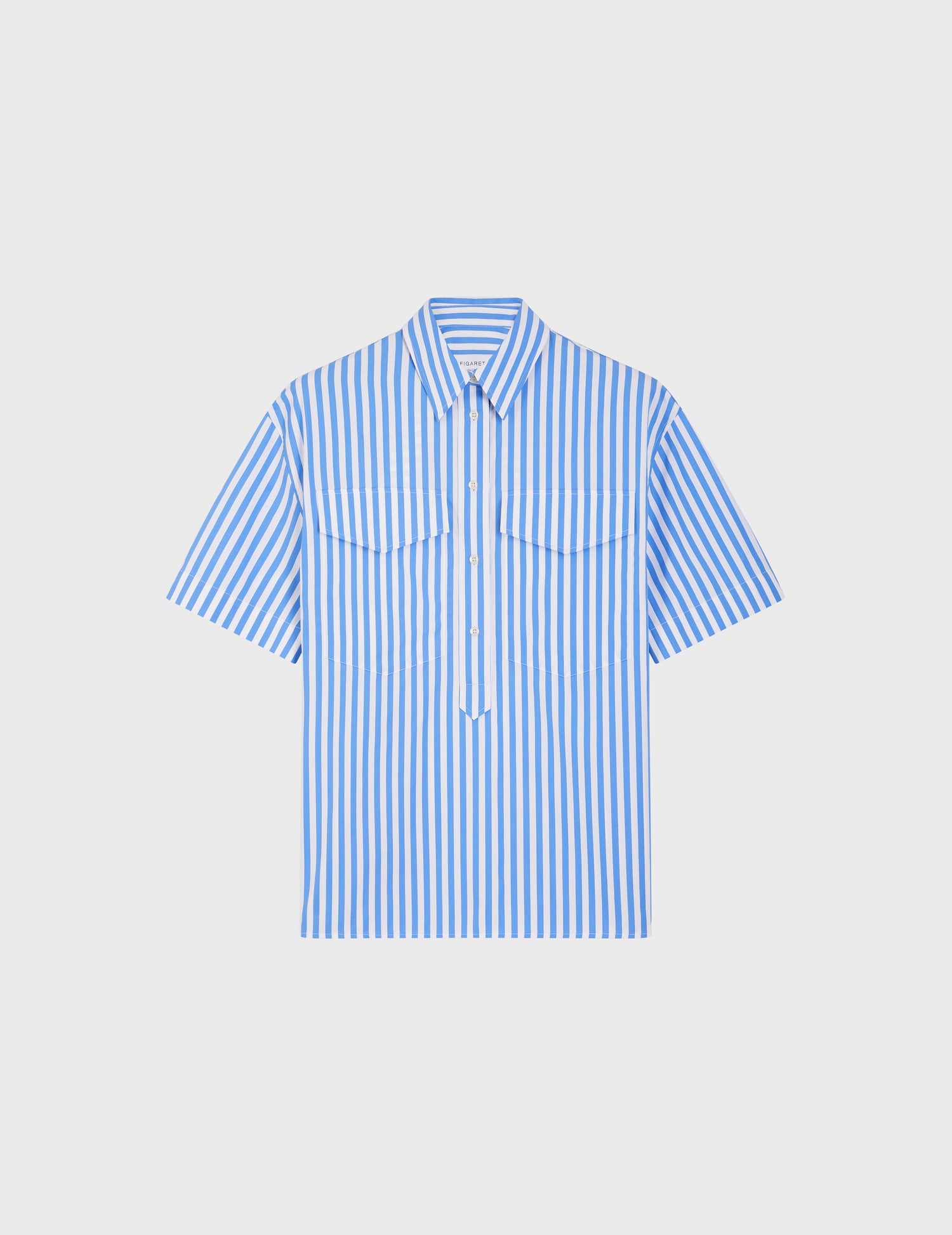 Short sleeve striped blue Hillary shirt - Poplin - Shirt Collar#4