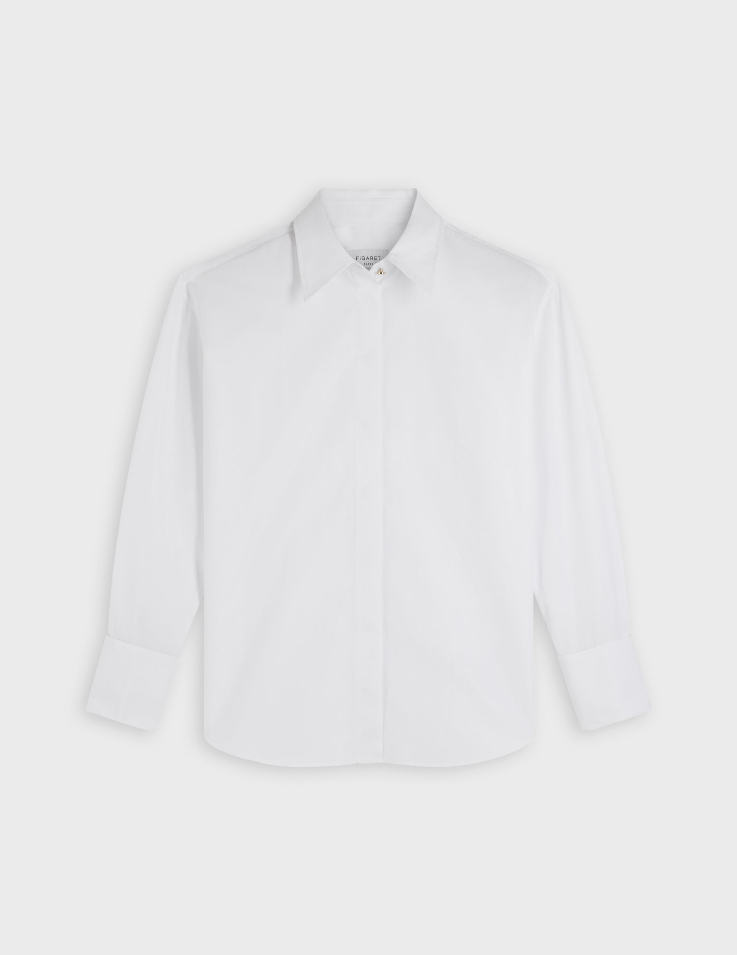 White hidden throat Hillie Shirt - Poplin - French Cuffs#4