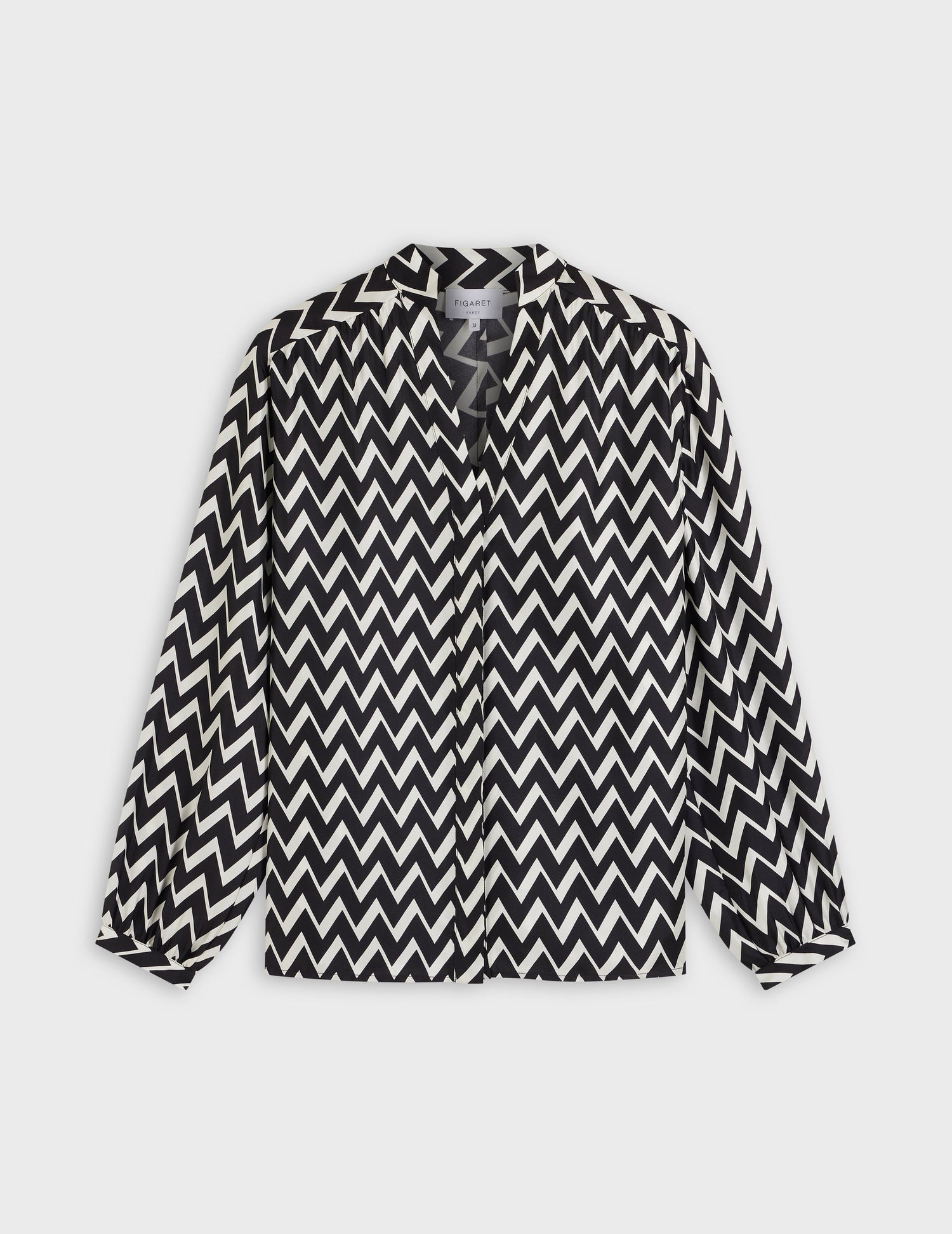 Printed black Léna hidden throat blouse - Silk - V Collar#4