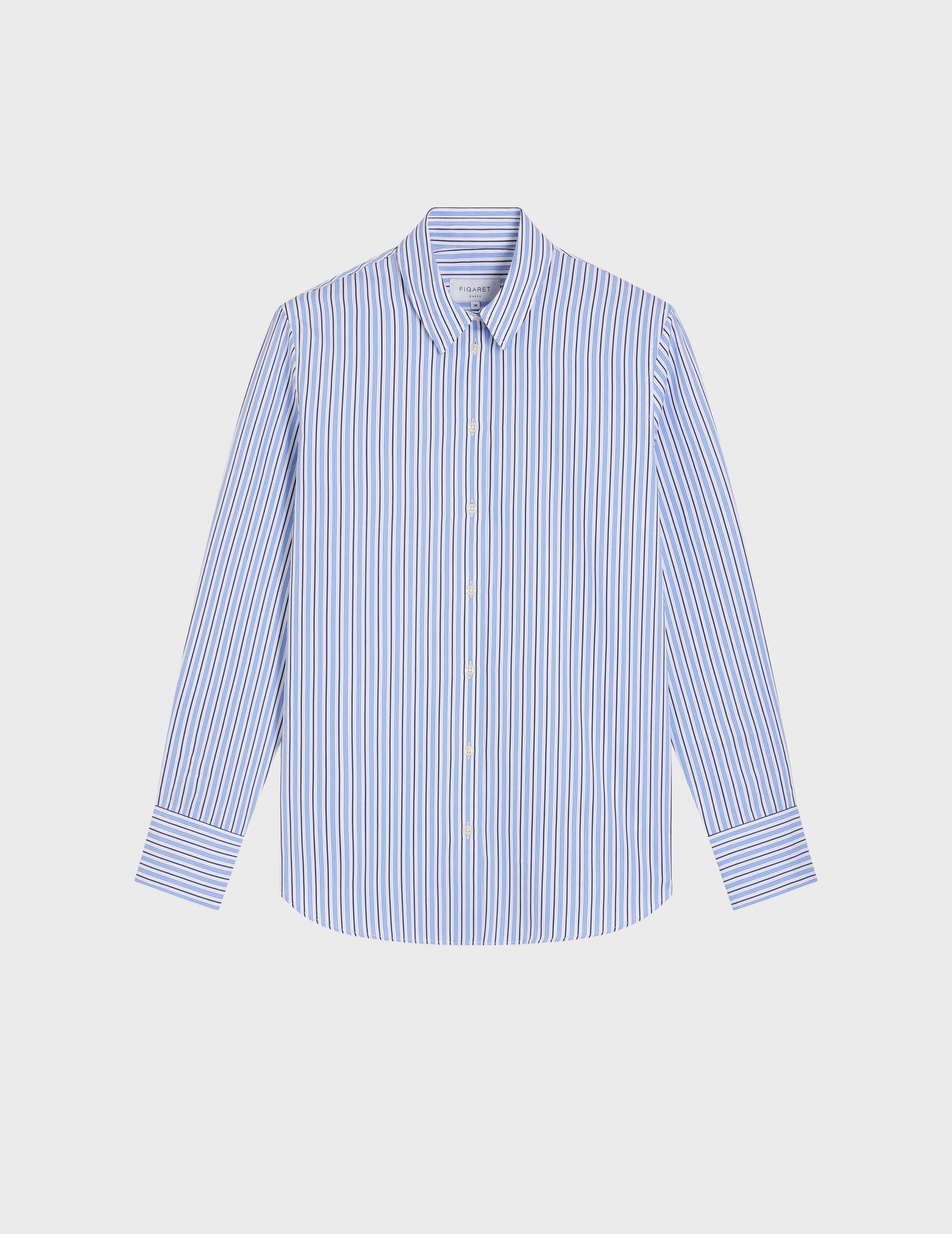 Striped navy Marion shirt - Poplin - Shirt Collar#3