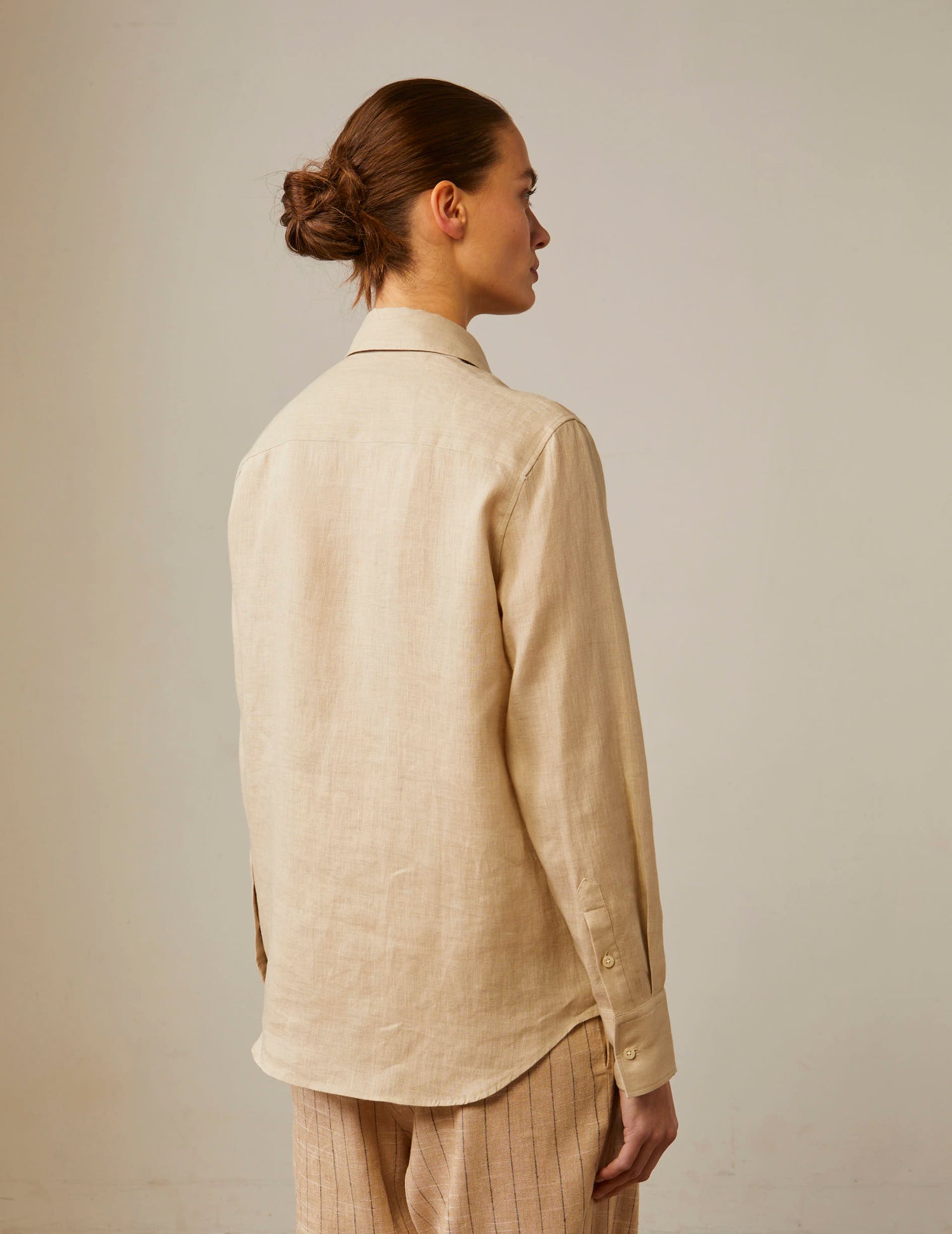 Marion shirt in beige linen - Linen - Shirt Collar#2
