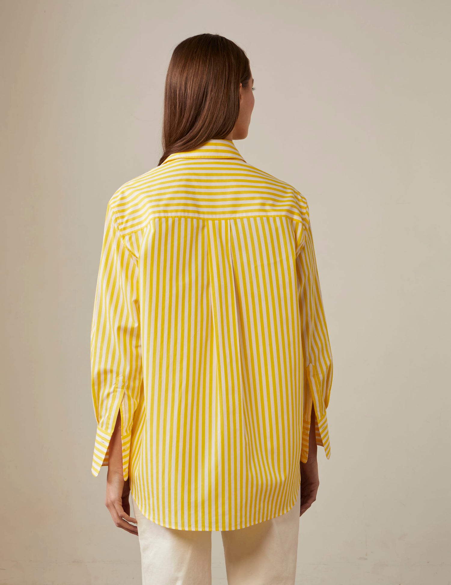 Oversized striped yellow Mathilde shirt - Poplin - Shirt Collar#3