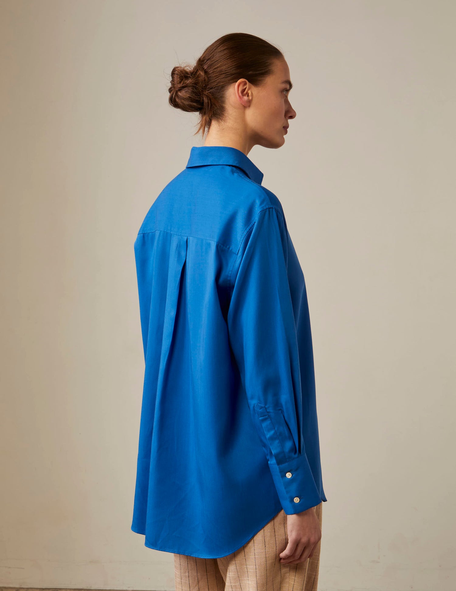 Oversized blue Mathilde shirt - Twill - Shirt Collar#2