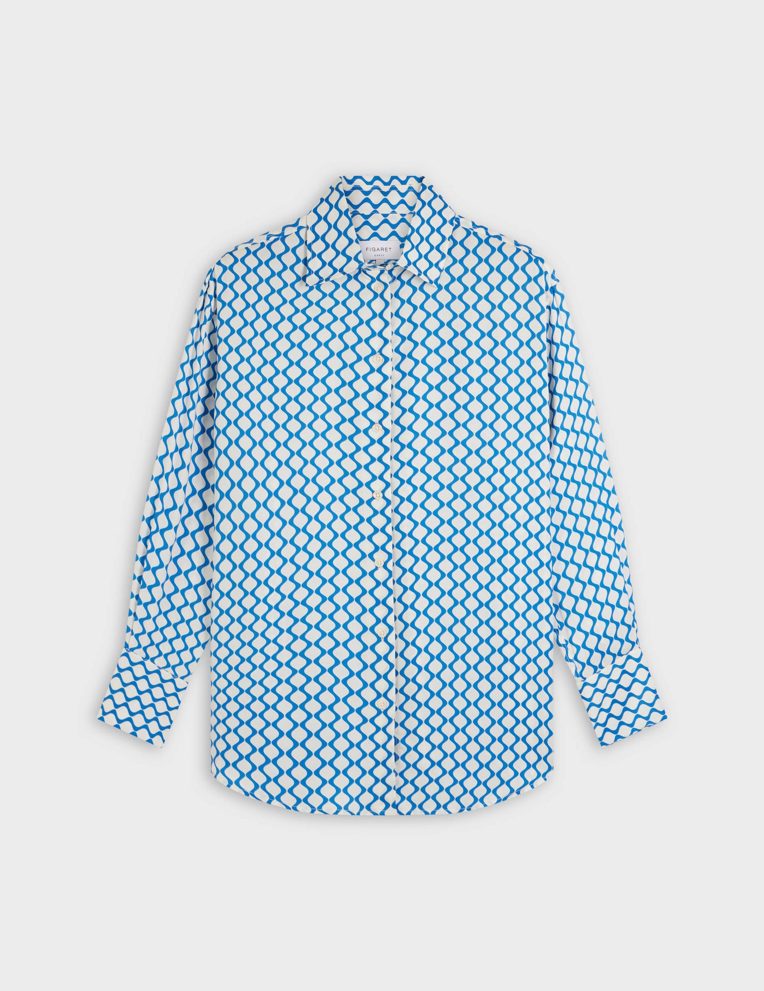 Oversized printed blue Mathilde shirt - Viscose - Shirt Collar#4