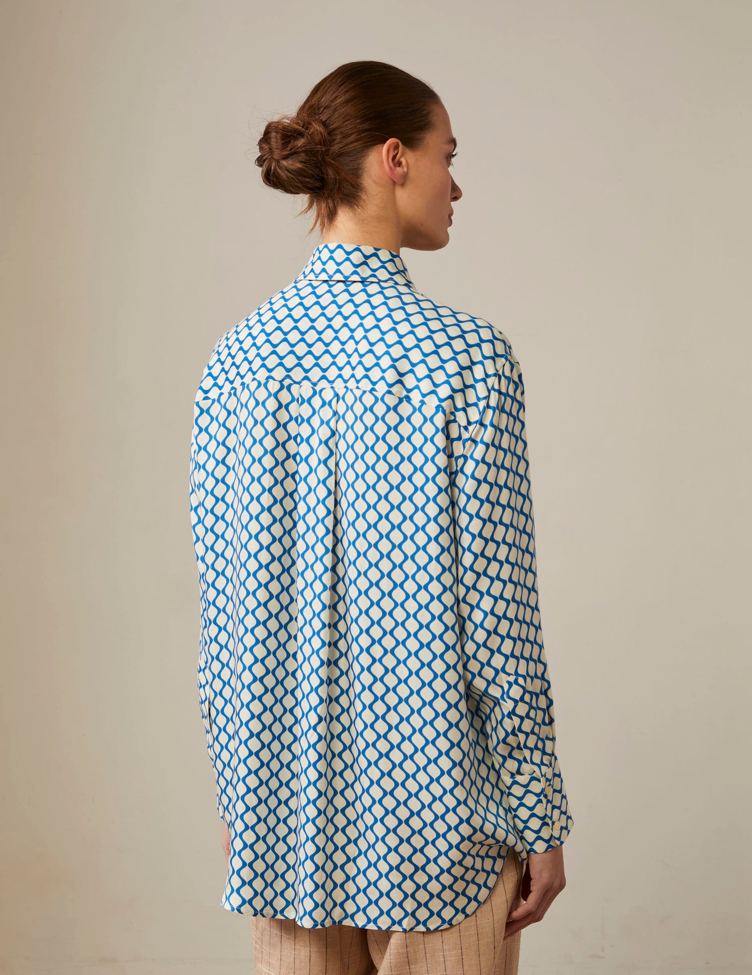 Oversized printed blue Mathilde shirt - Viscose - Shirt Collar#2