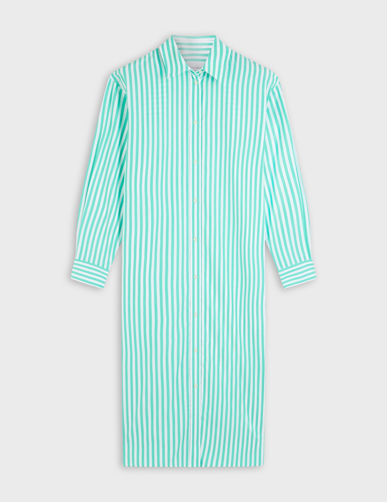 Hélia shirt dress in striped light green poplin