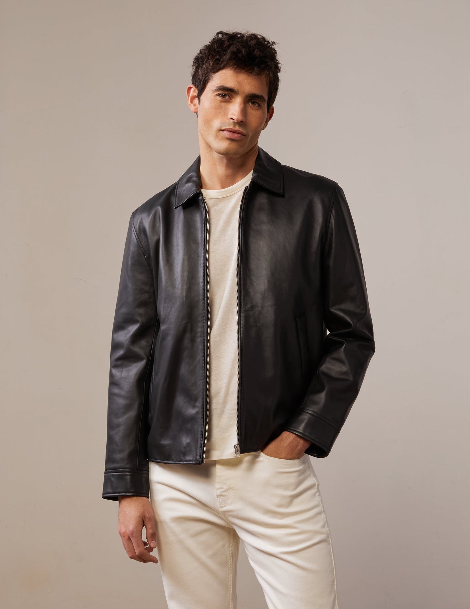 Blouson Hunter en cuir noir