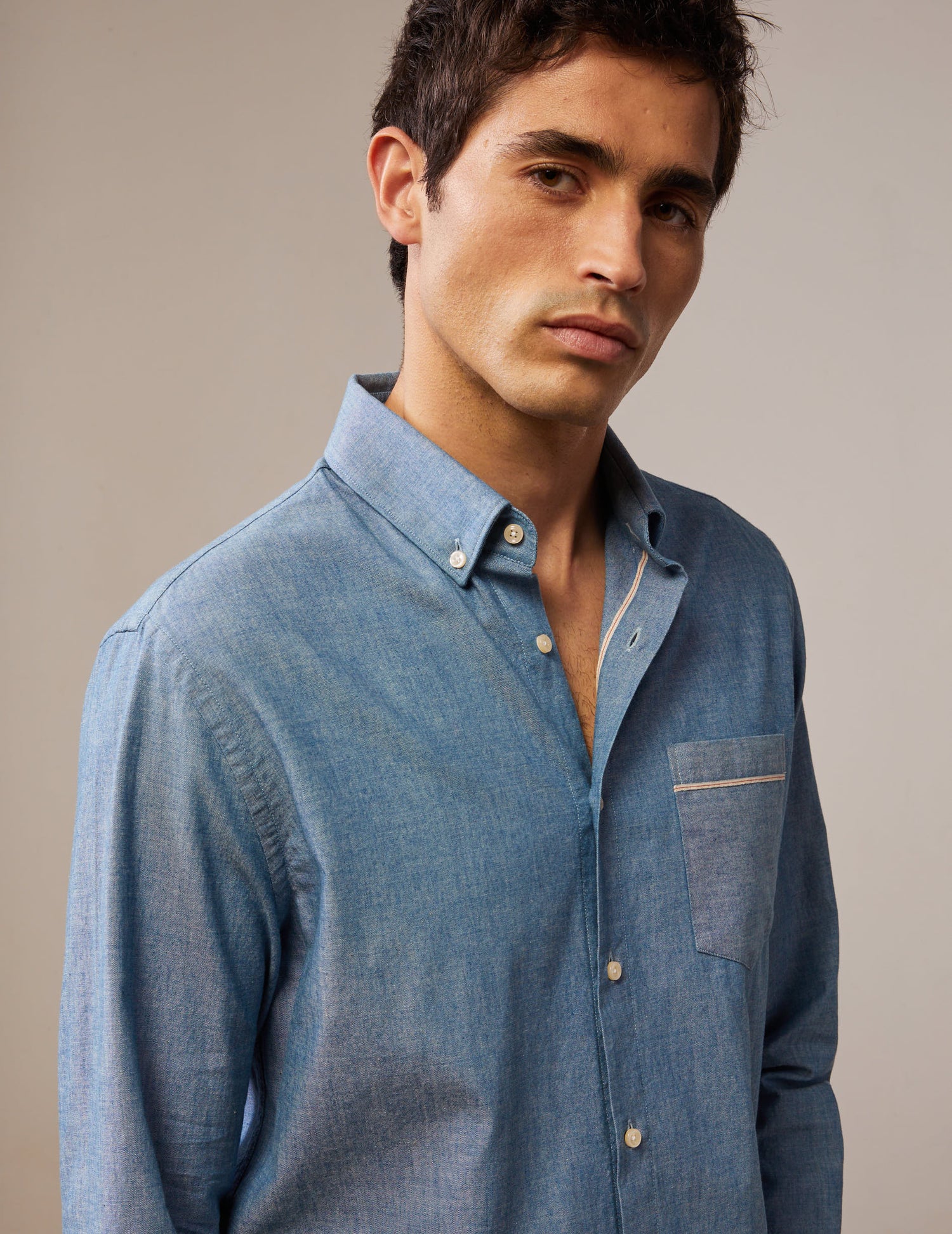 Amaury shirt in blue denim - Chambray - American Collar#5