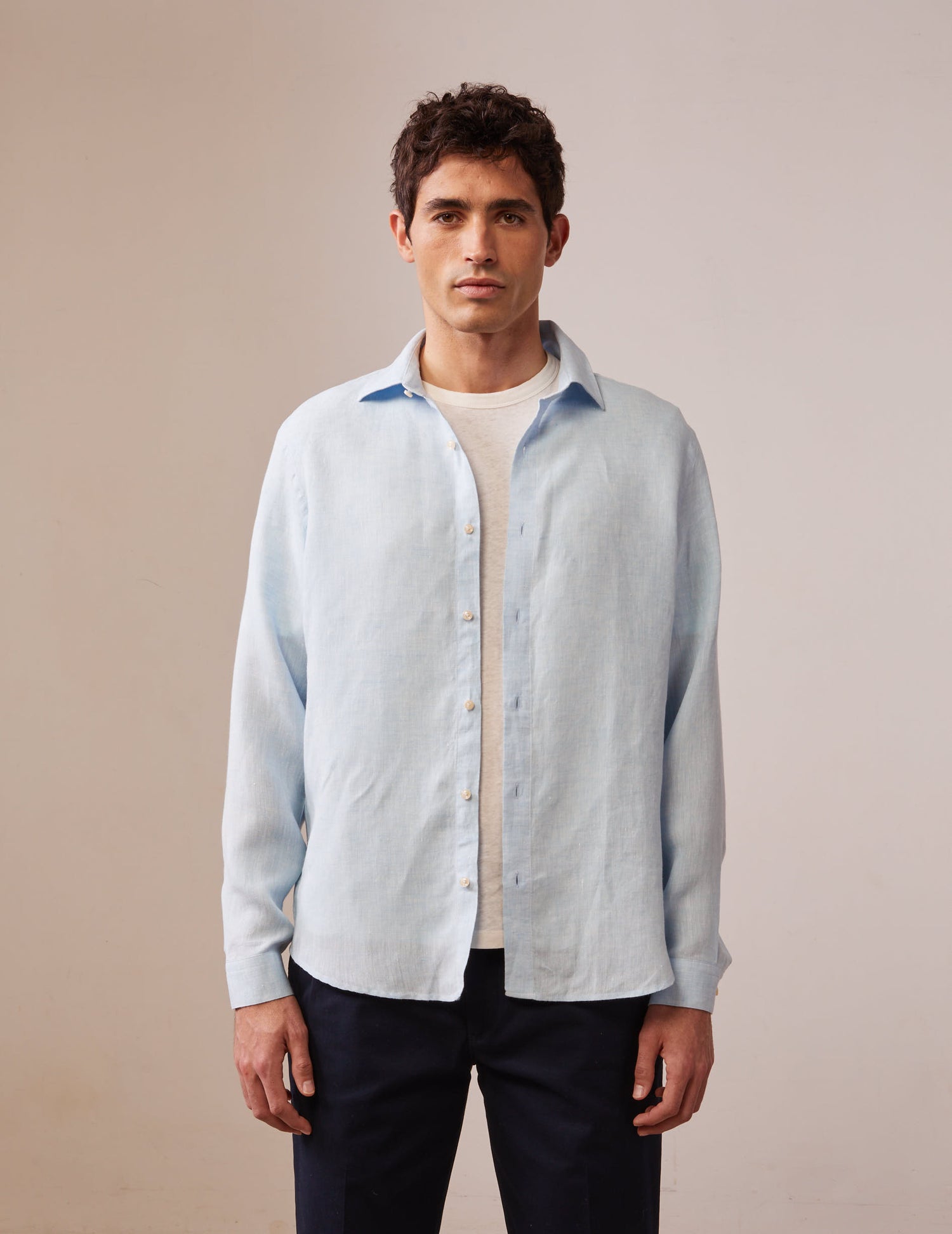 Auguste shirt in light blue linen - Linen - French Collar#3