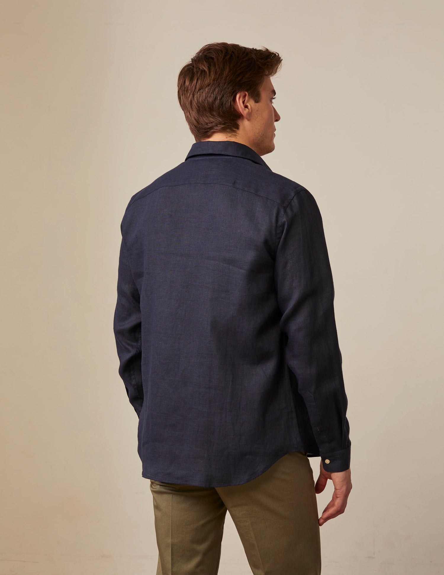 Auguste shirt in navy linen - Linen - French Collar#2