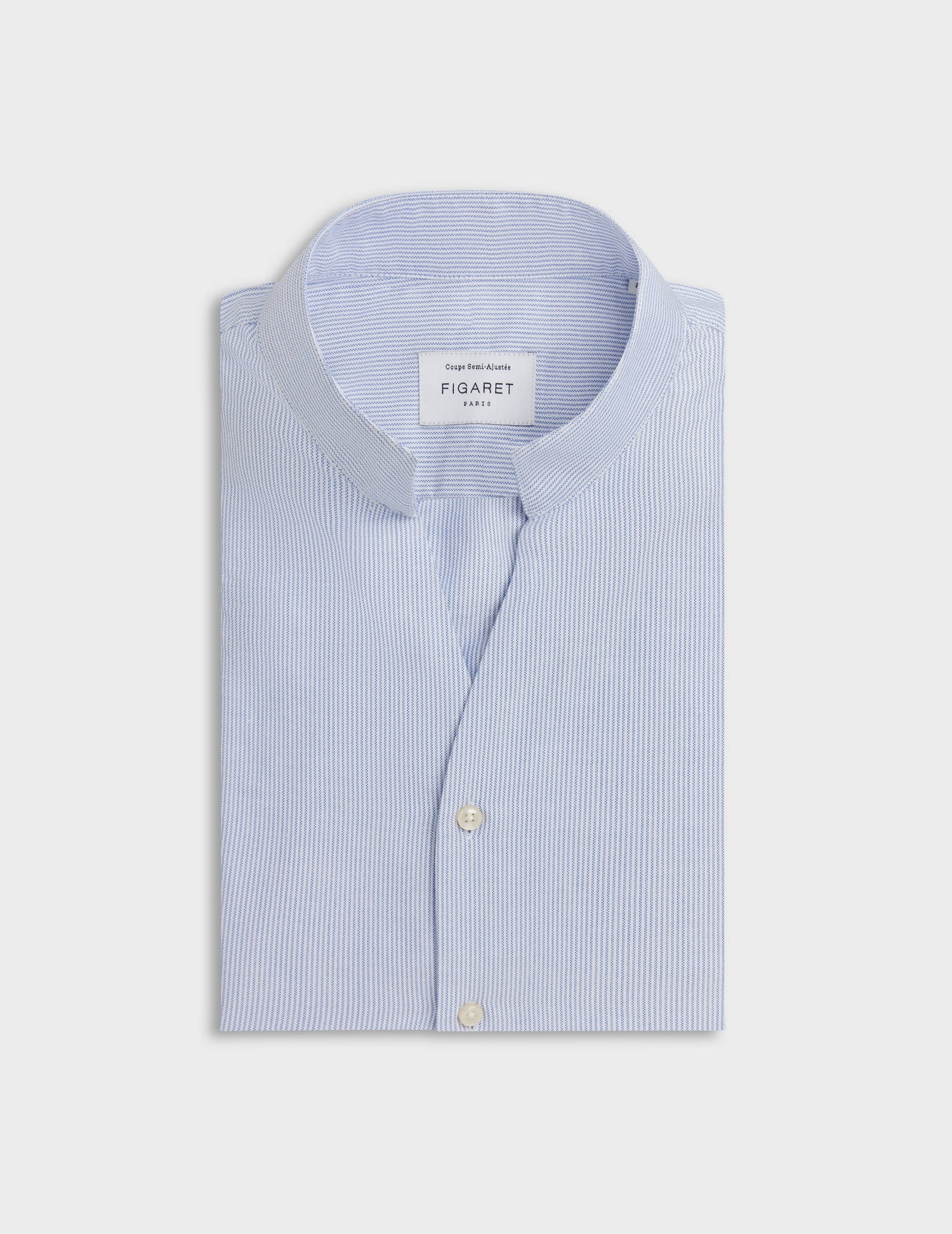 Striped blue Carl shirt - Oxford - Open straight Collar#4