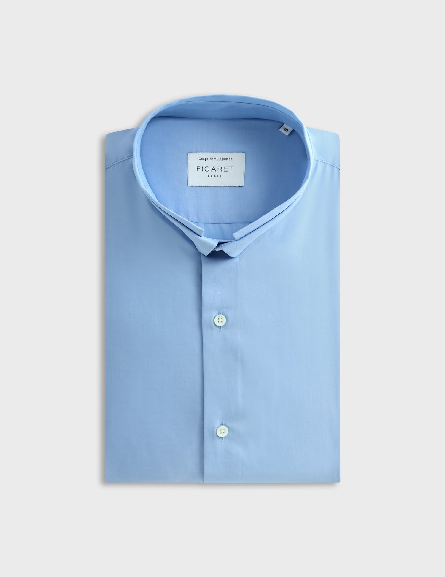 semi-fitted blue shirt - Poplin - Double Collar