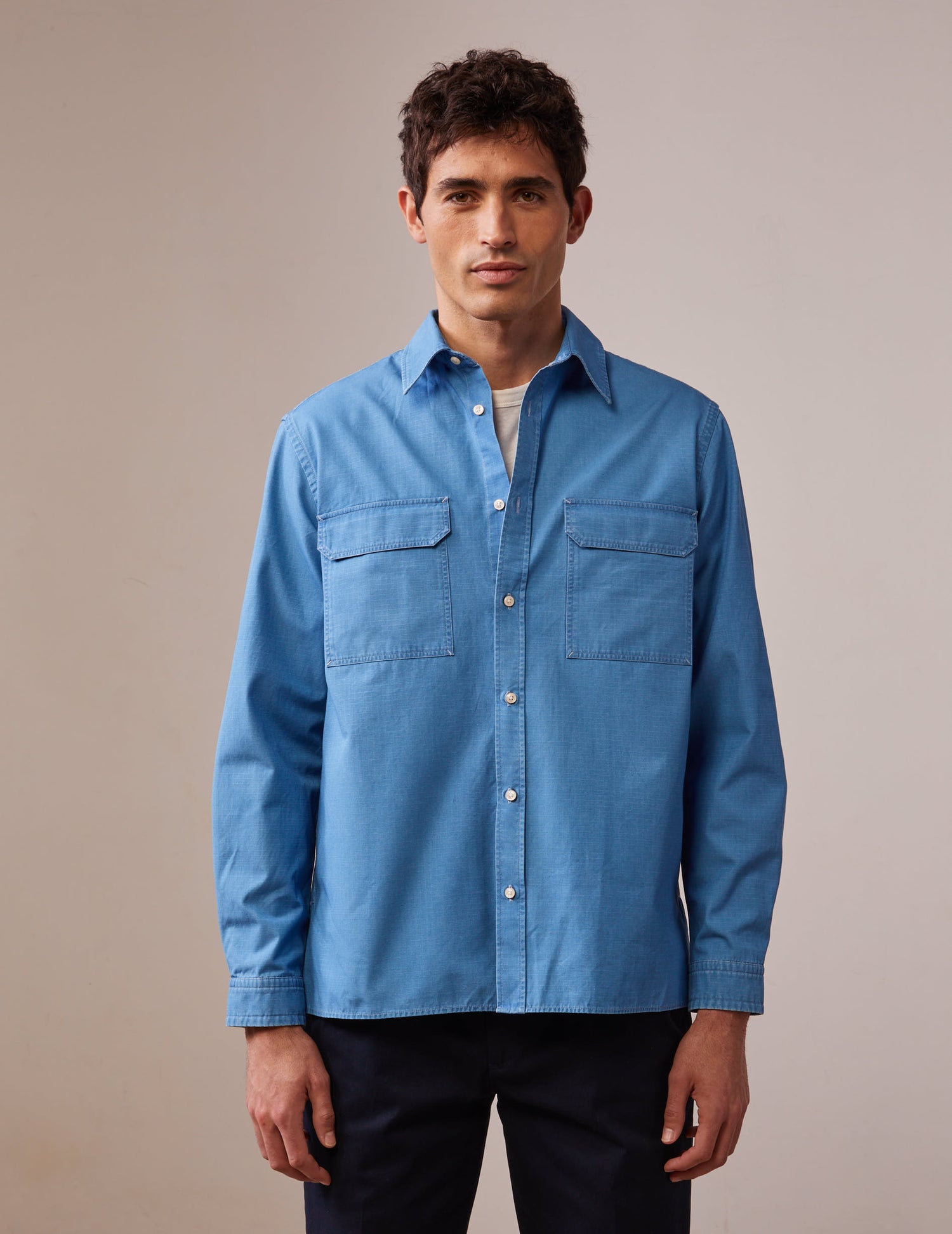 Florian shirt in light blue ripstop - Ripstop - French Collar#4