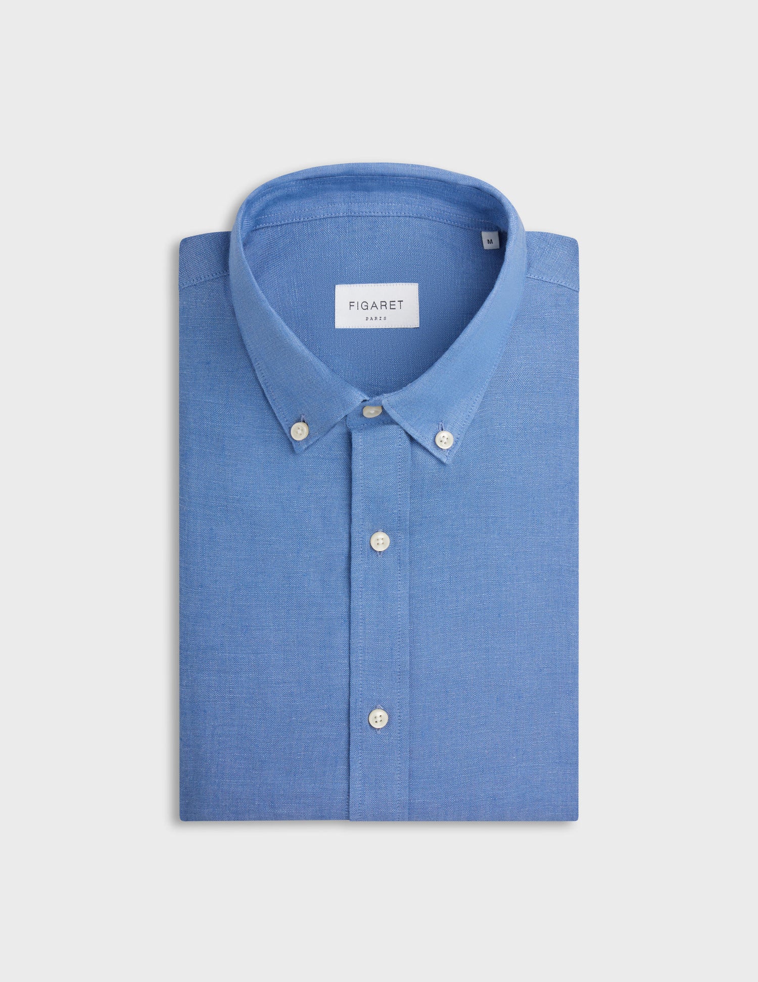 Chemise Gaspard en lin bleu - Lin - Col Américain#4