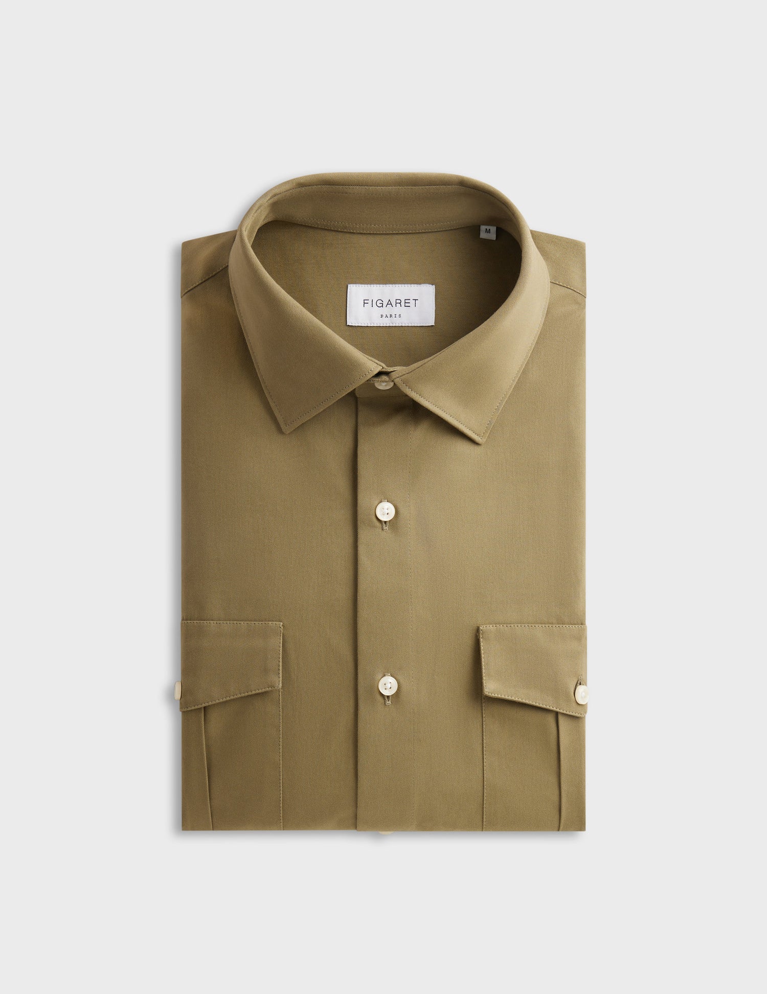 Khaki Héléon shirt - Twill - French Collar#4
