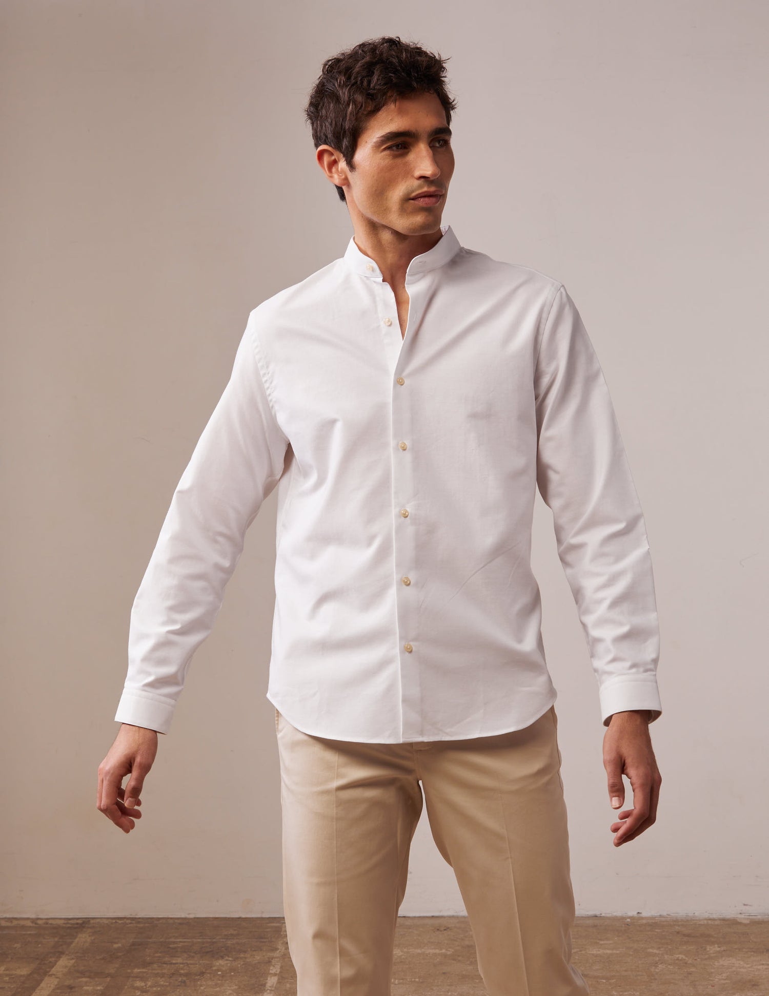 White Herwin shirt - Oxford - Officer Collar