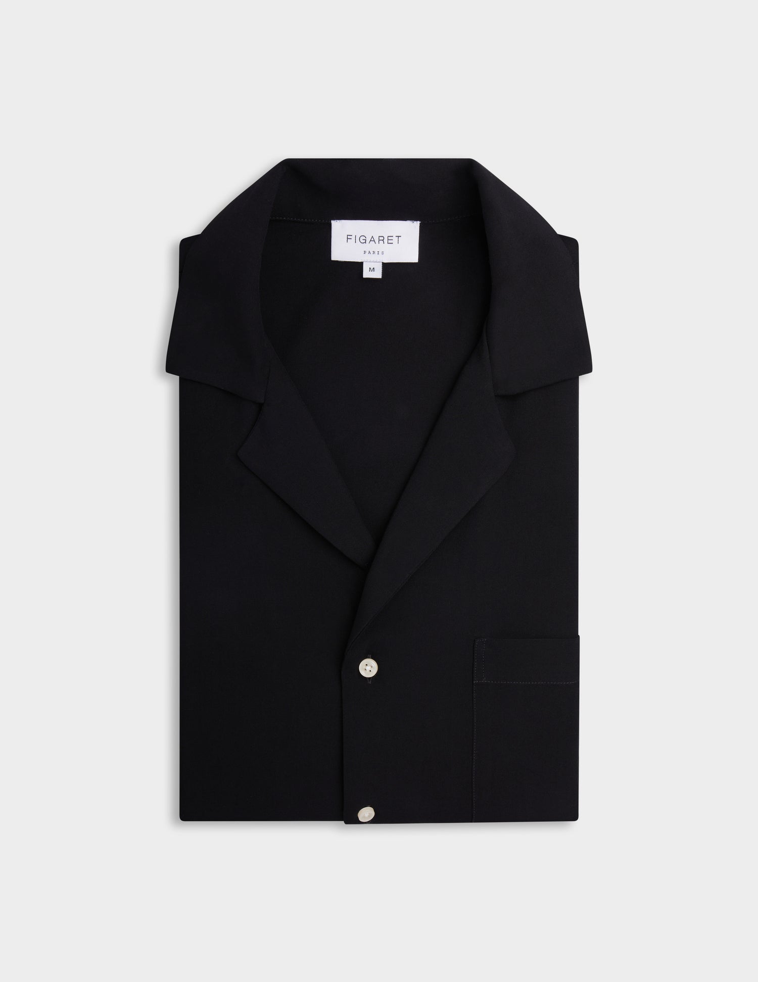 Short sleeve black Hilann shirt - Viscose - Pyjamas Collar#5