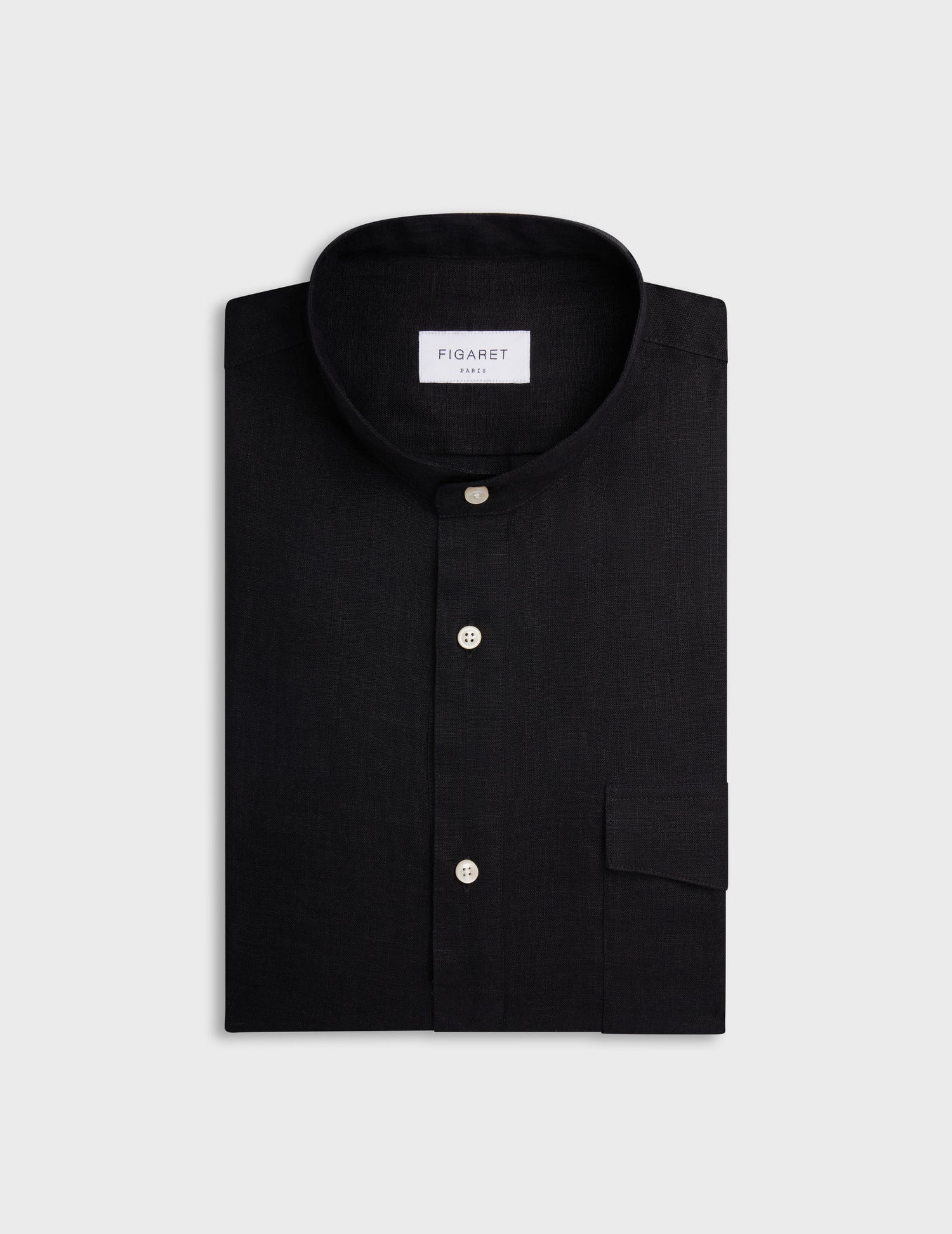 Hilario shirt in black linen - Linen - Officer Collar#2