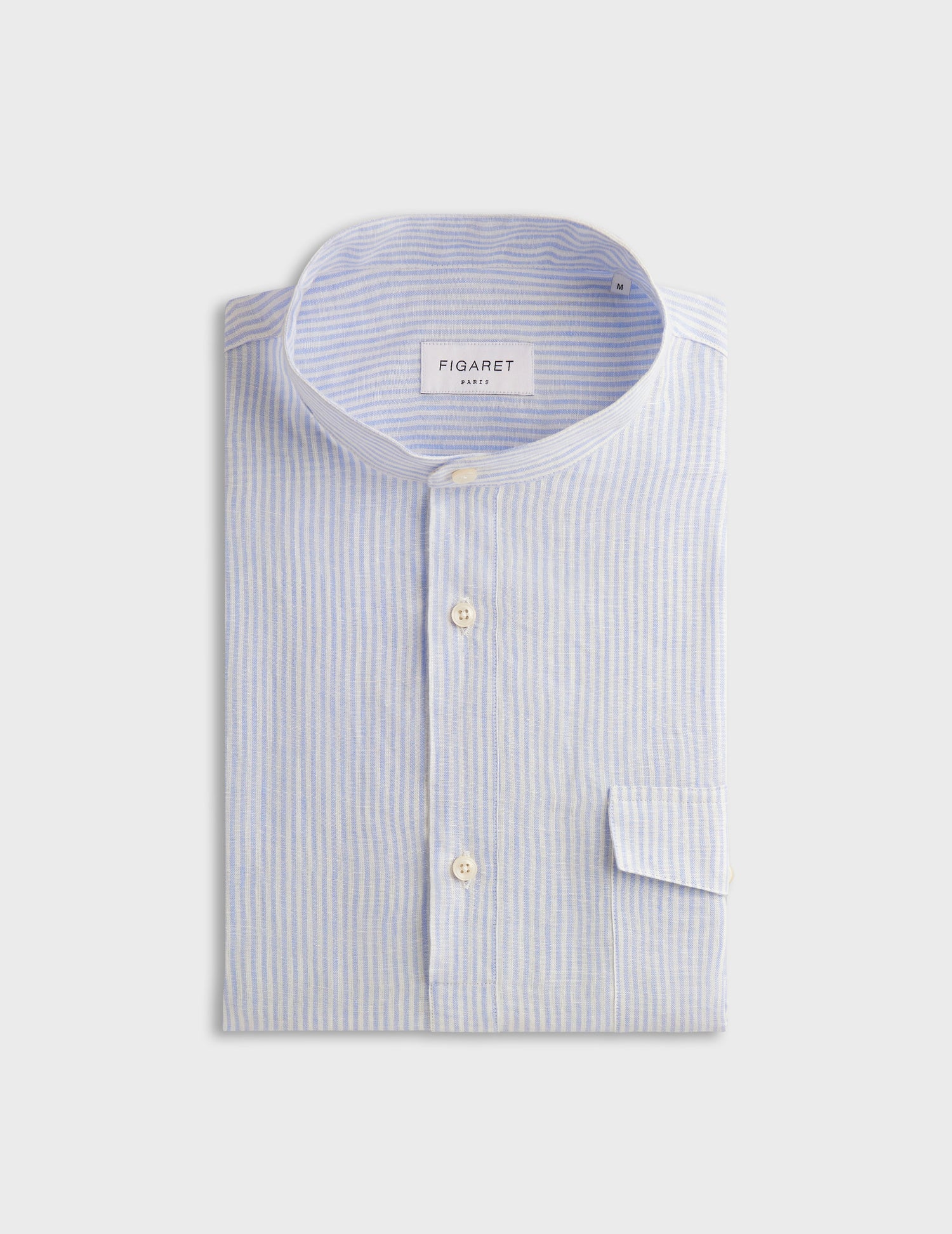 Hilario shirt in light blue striped linen - Linen - Officer Collar#5