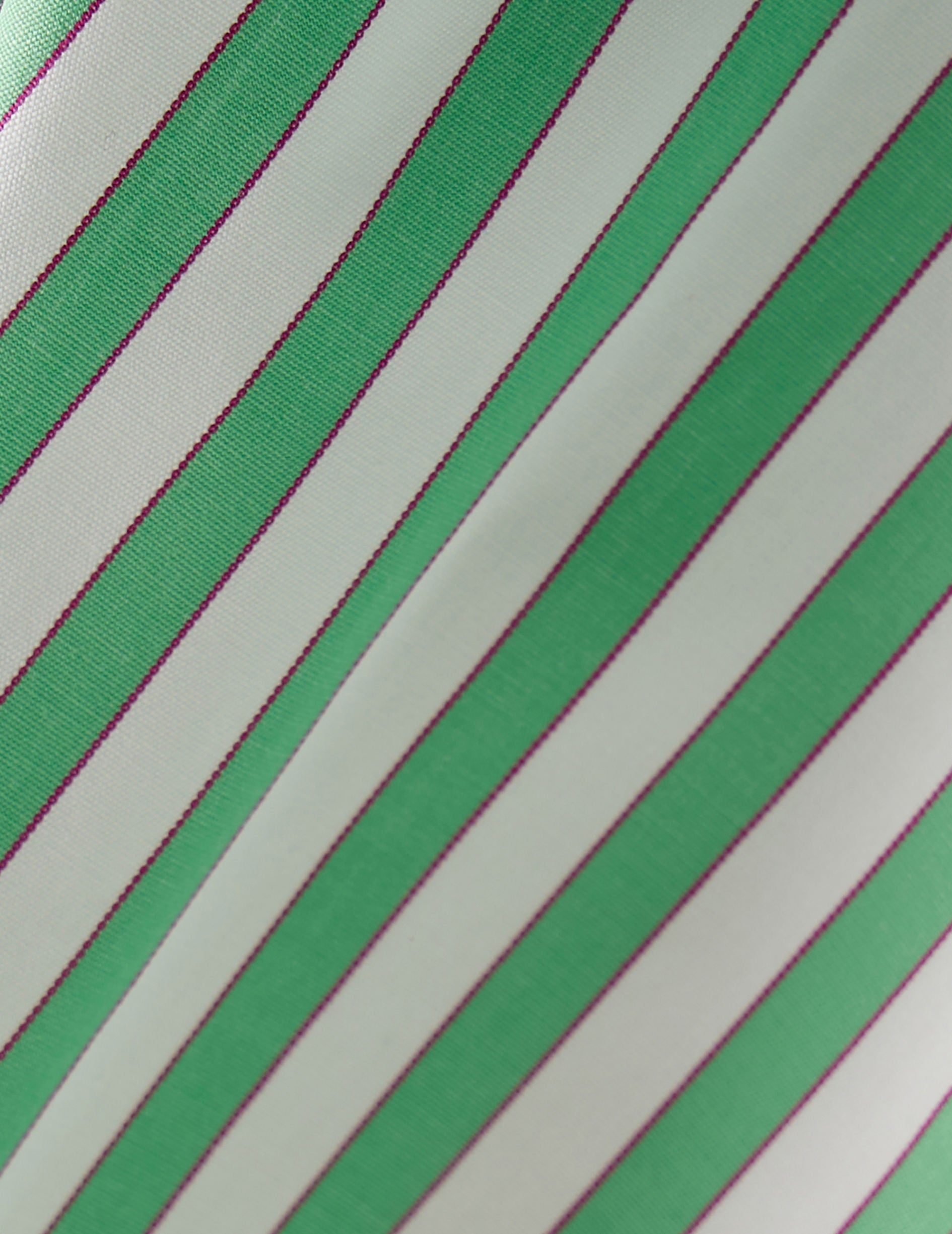 Chemise semi-ajustée rayée verte - Popeline - Col Italien