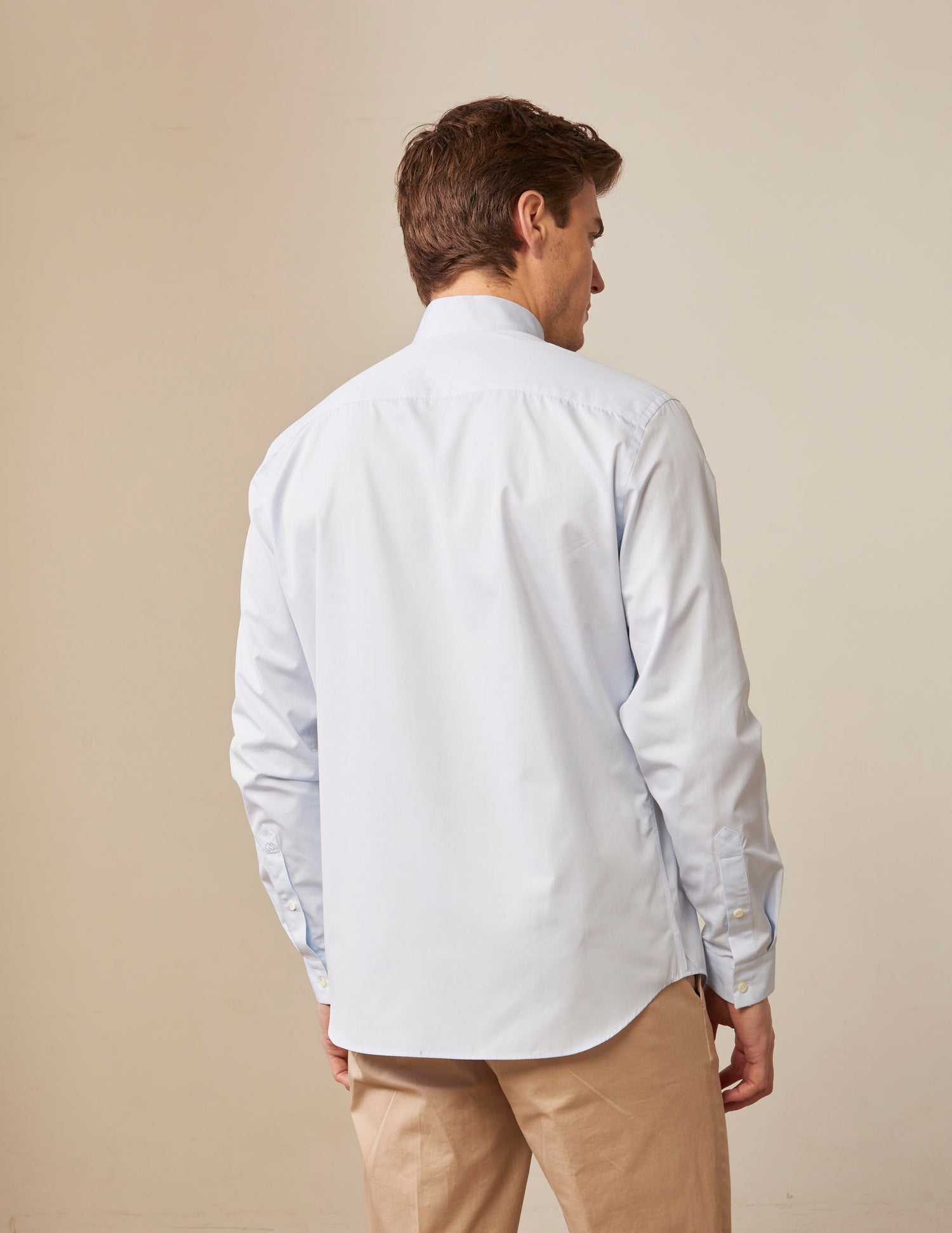 Blue semi-fitted shirt - Poplin - Reverse Collar#4