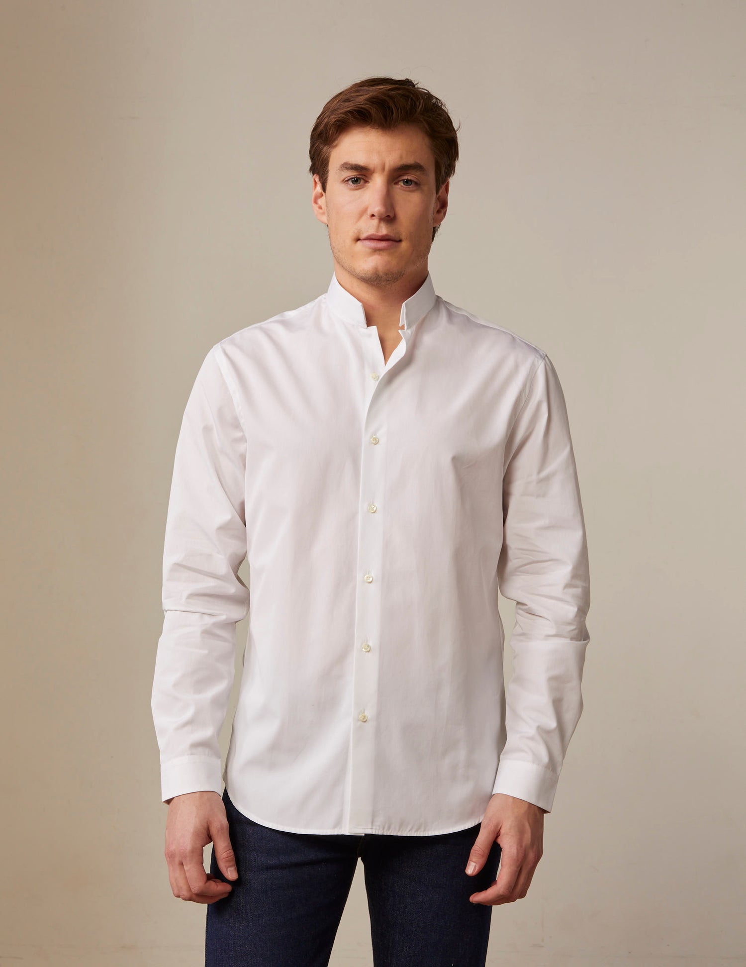 semi-fitted White shirt - Poplin - Reverse Collar#3