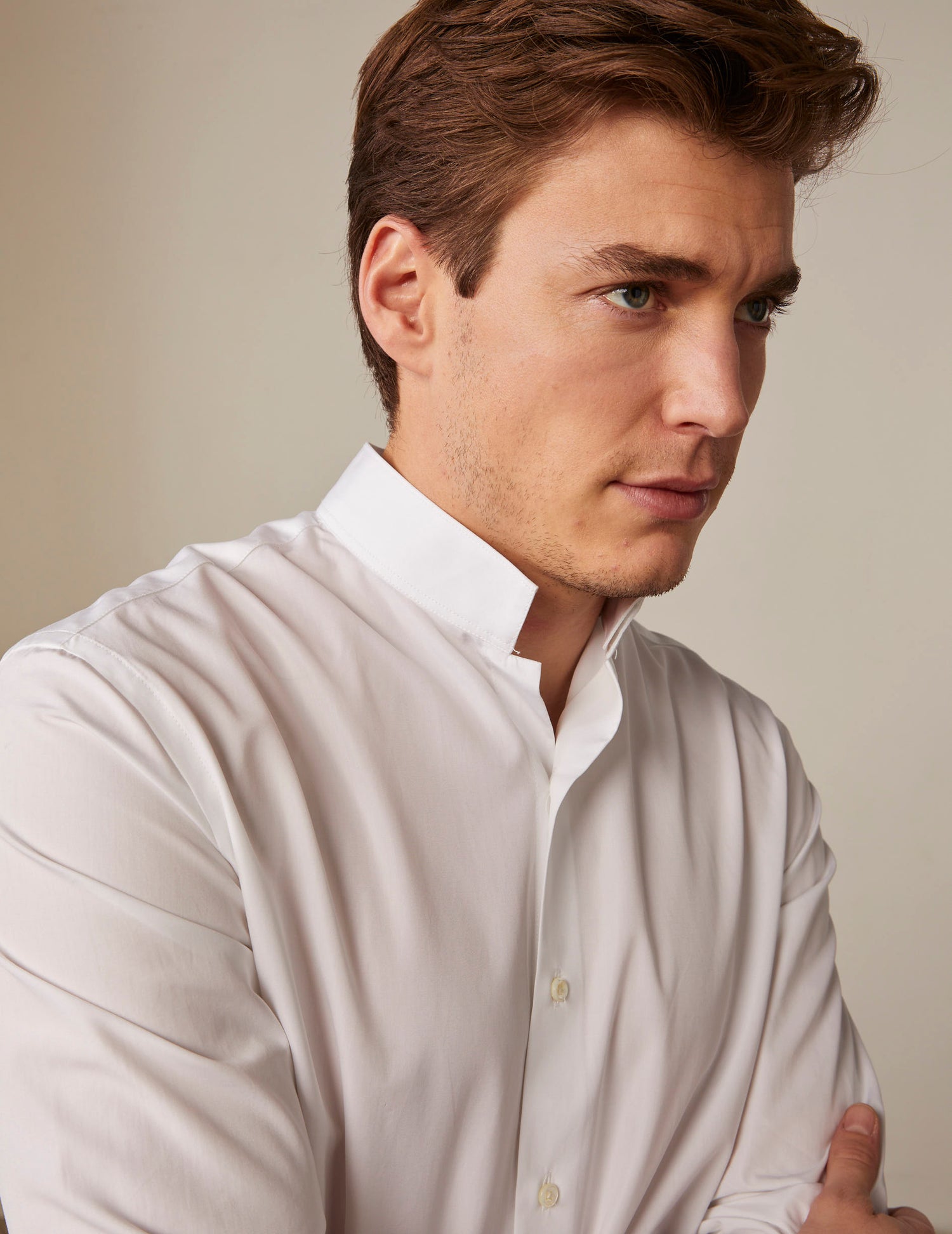 semi-fitted White shirt - Poplin - Reverse Collar#5