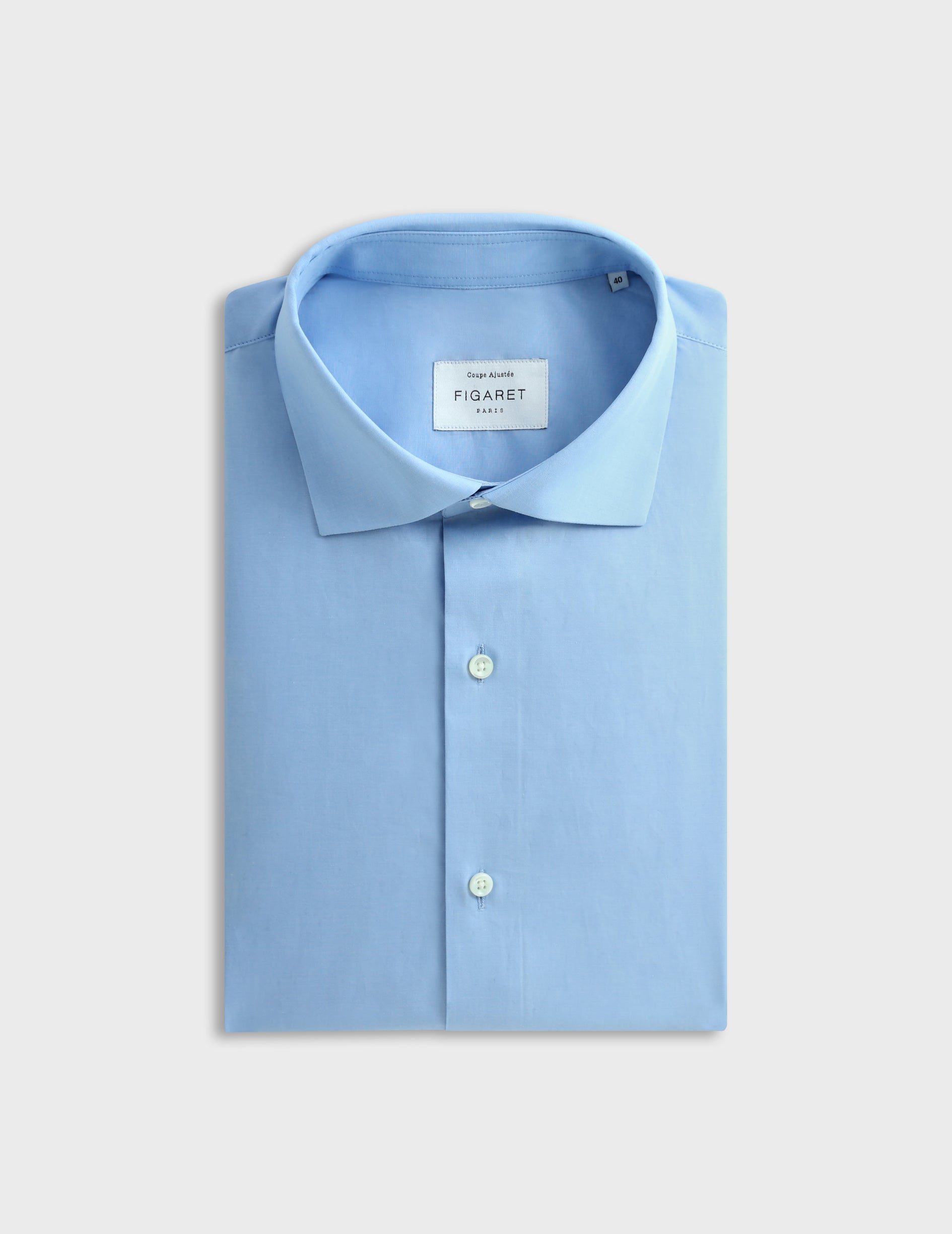 Plain poplin shirt with Italian collar