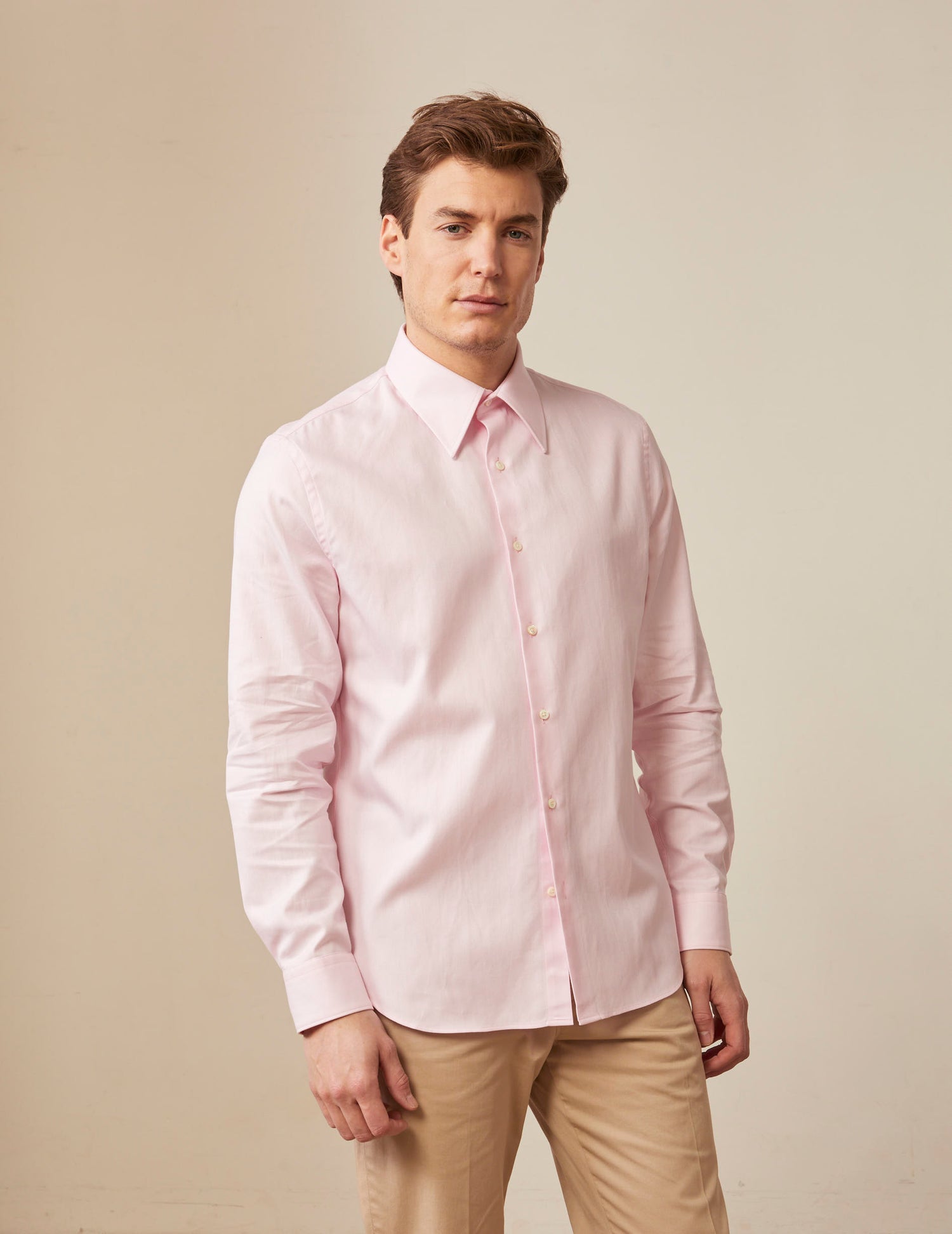 Chemise semi-ajustée rose clair - Chevron - Col Majestueux#3