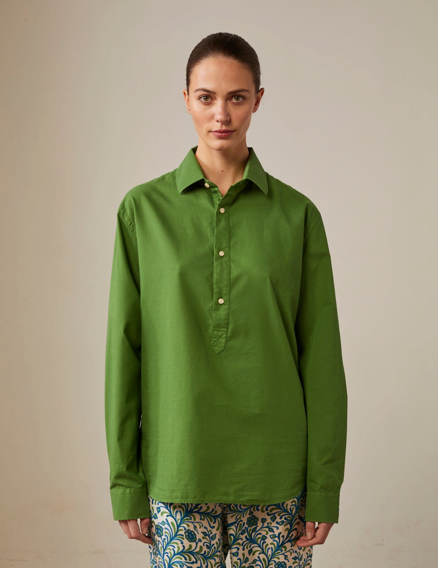 Chemise Cadaques verte - Voile de coton - Col Chemise #6