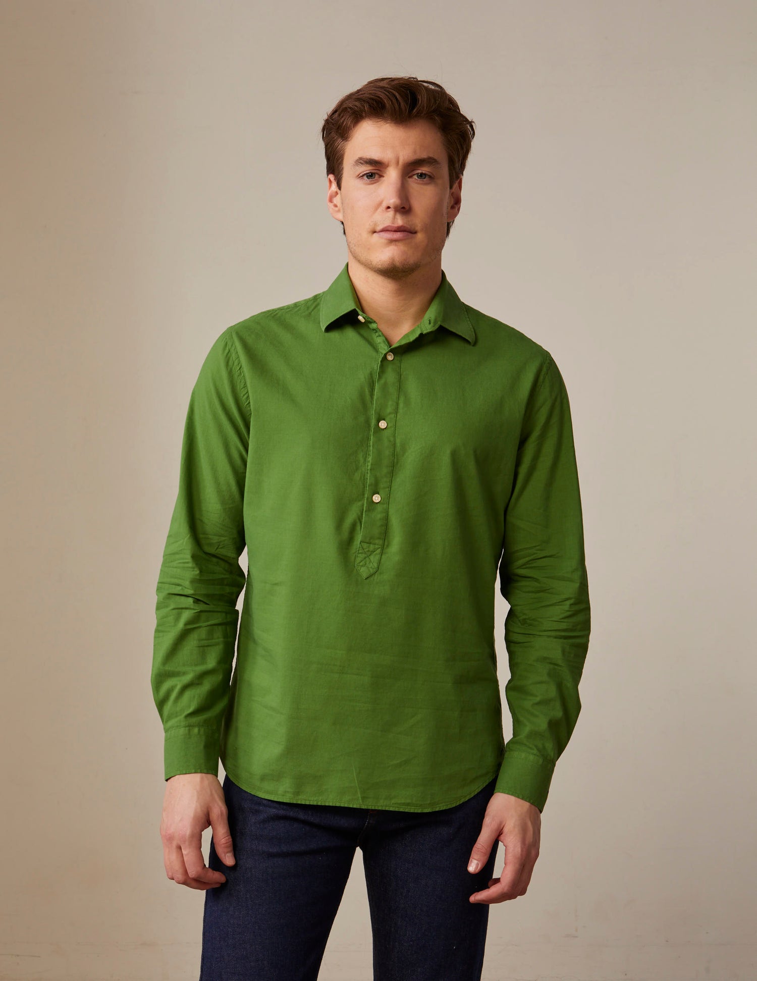 Green Cadaques shirt - Cotton voile - Shirt  Collar#3
