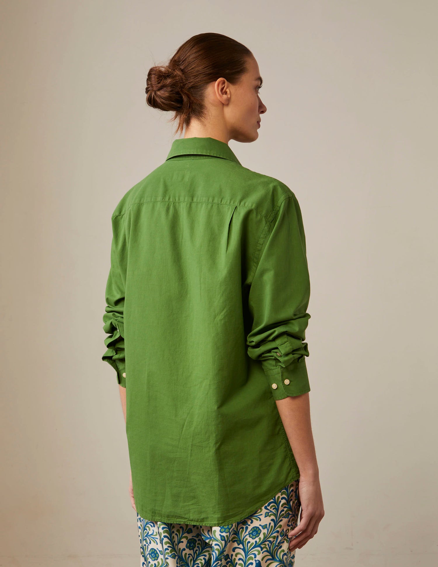 Green Cadaques shirt - Cotton voile - Shirt  Collar#7