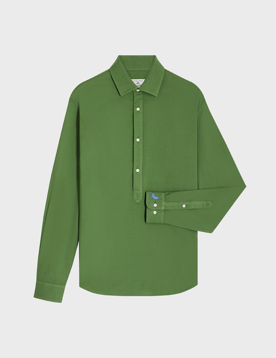 Green Cadaques shirt - Cotton voile - Shirt  Collar#10