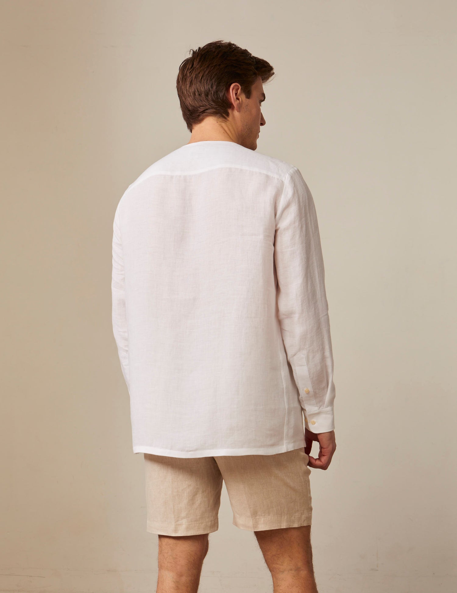 White Formentera shirt - Linen - Tunisian Collar#4