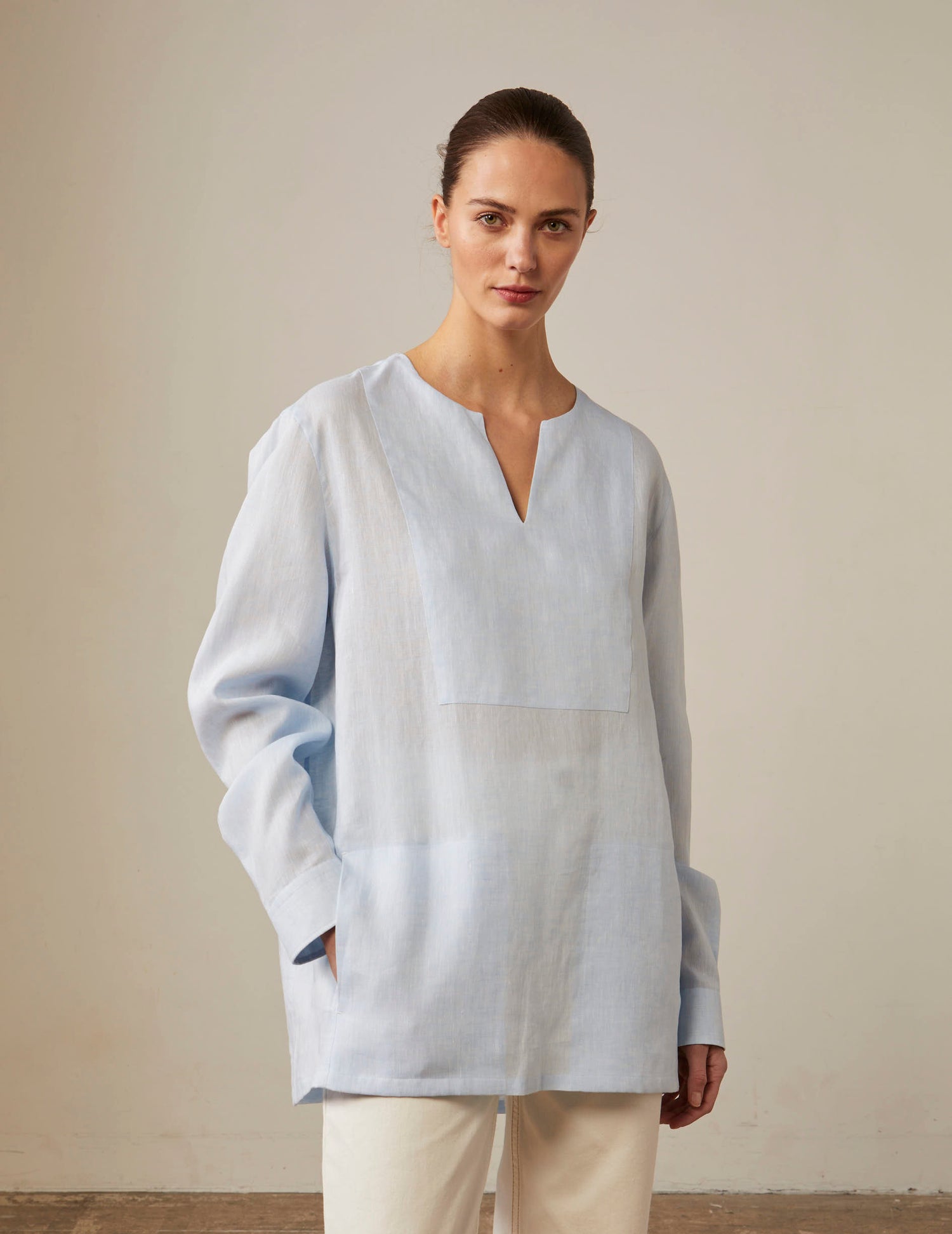 Light blue Formentera shirt - Linen - Tunisian Collar#7