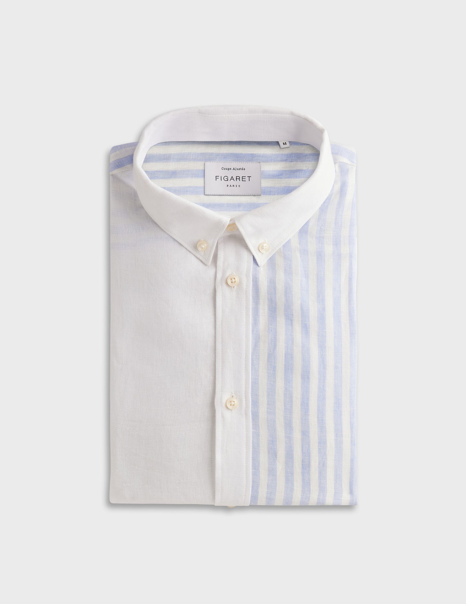 Fun shirt Harry en lin rayée bleu et blanc - Lin - Col Américain#7