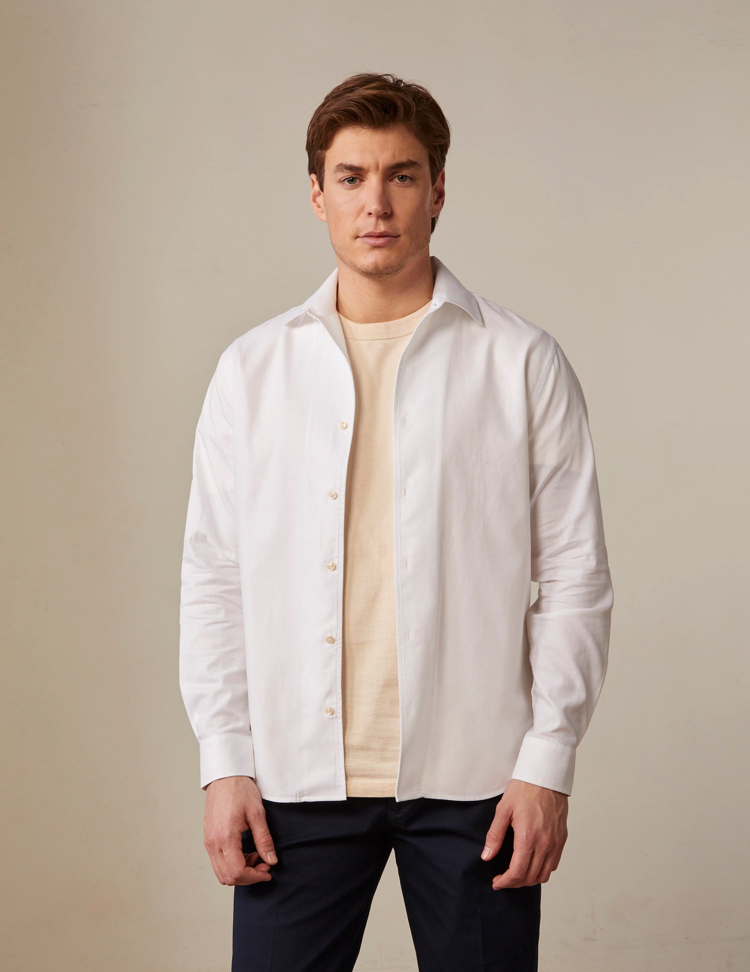 Chemise Pedro blanche - Coton piqué - Col Chemise#4