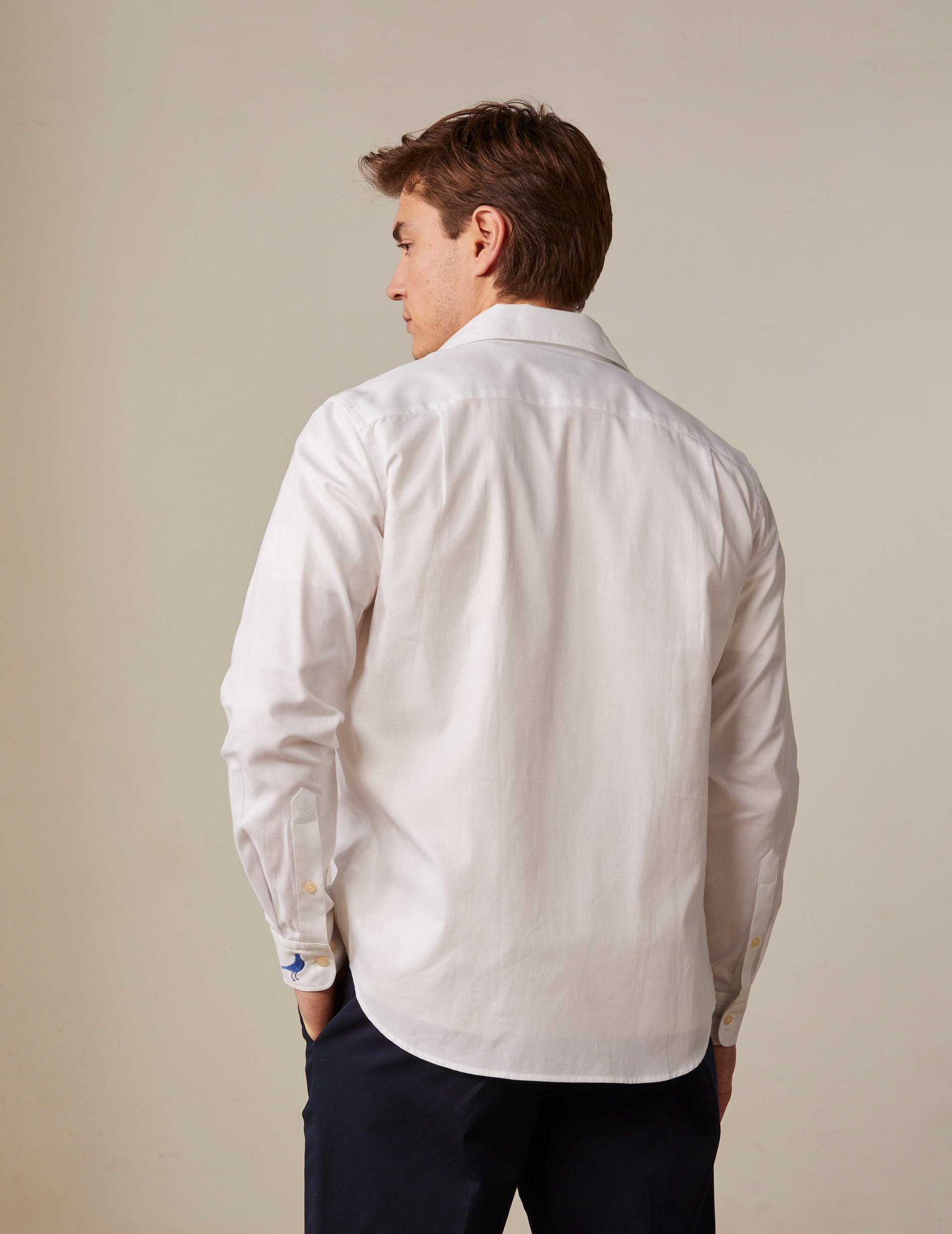 White Pedro shirt - Piqué cotton - Shirt Collar
