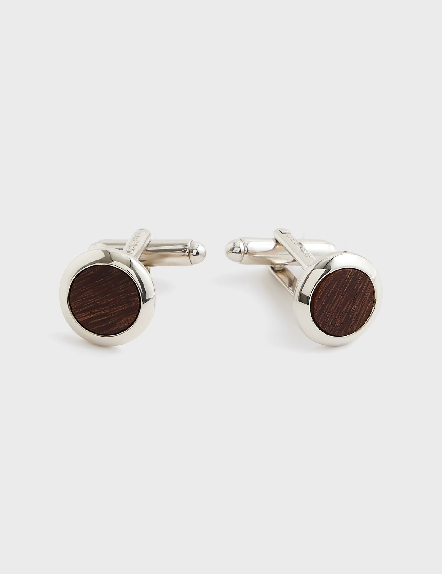 Silver-plated metal with wooden insert cufflinks 