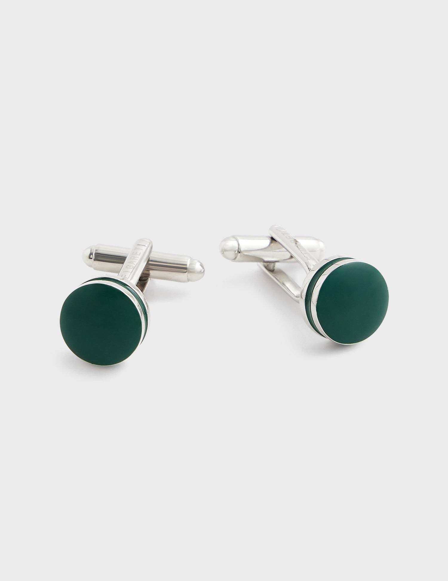 silver hooping and green resin Cufflink 