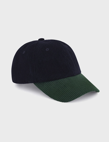 Casquette en velours marine et verte