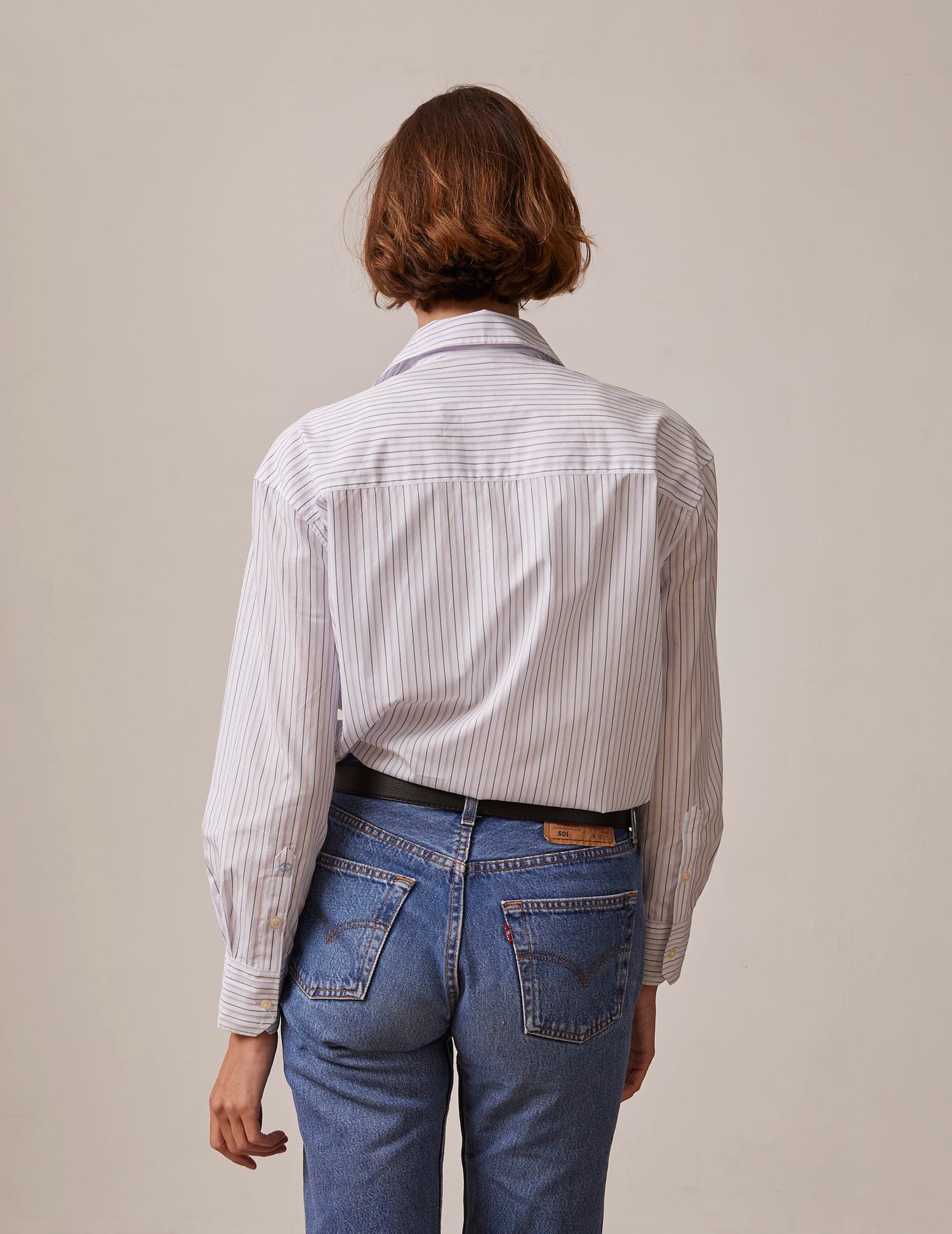 Amber blue striped shirt - Poplin - Shirt Collar#2