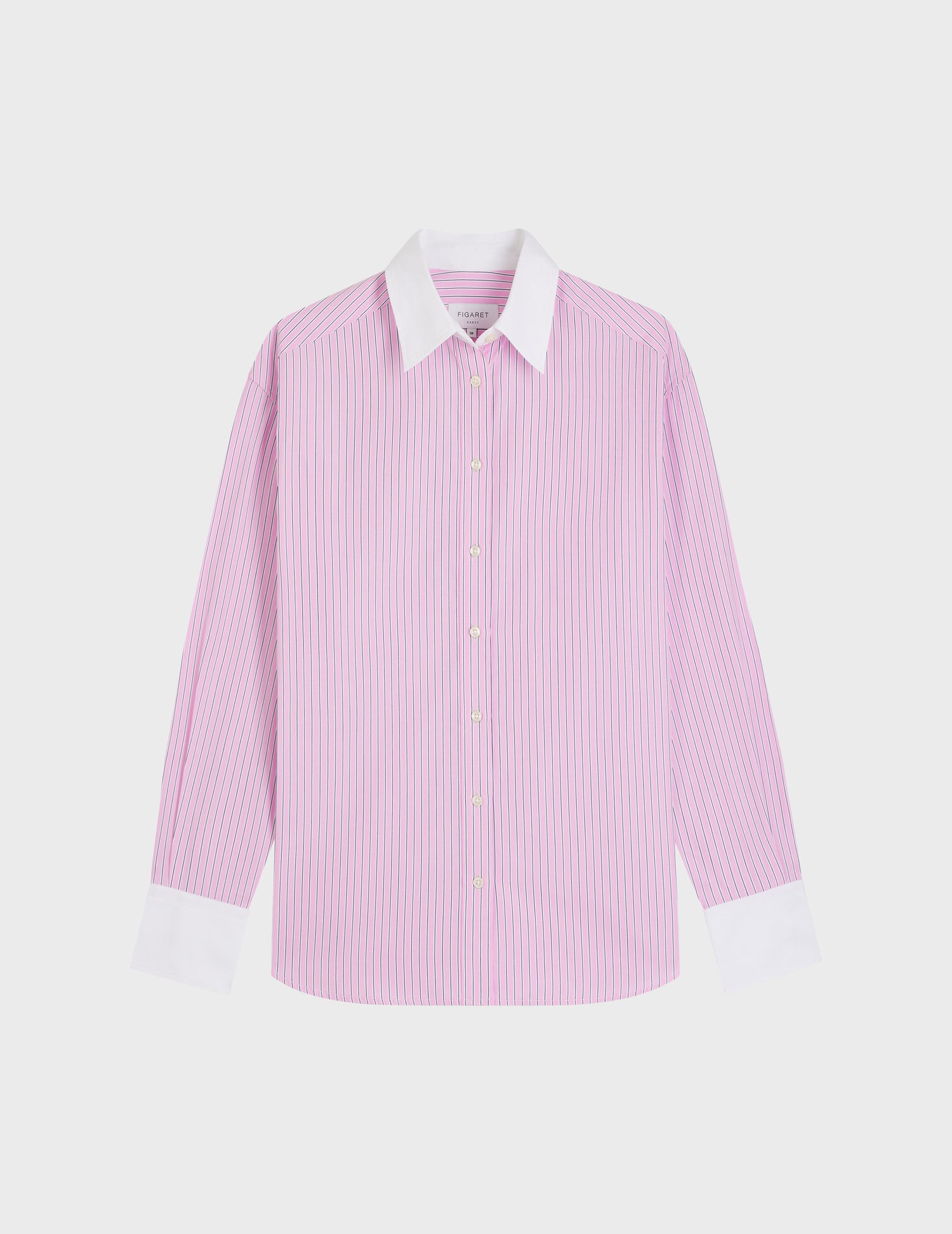 Pink striped Amber shirt - Poplin - Shirt Collar#2