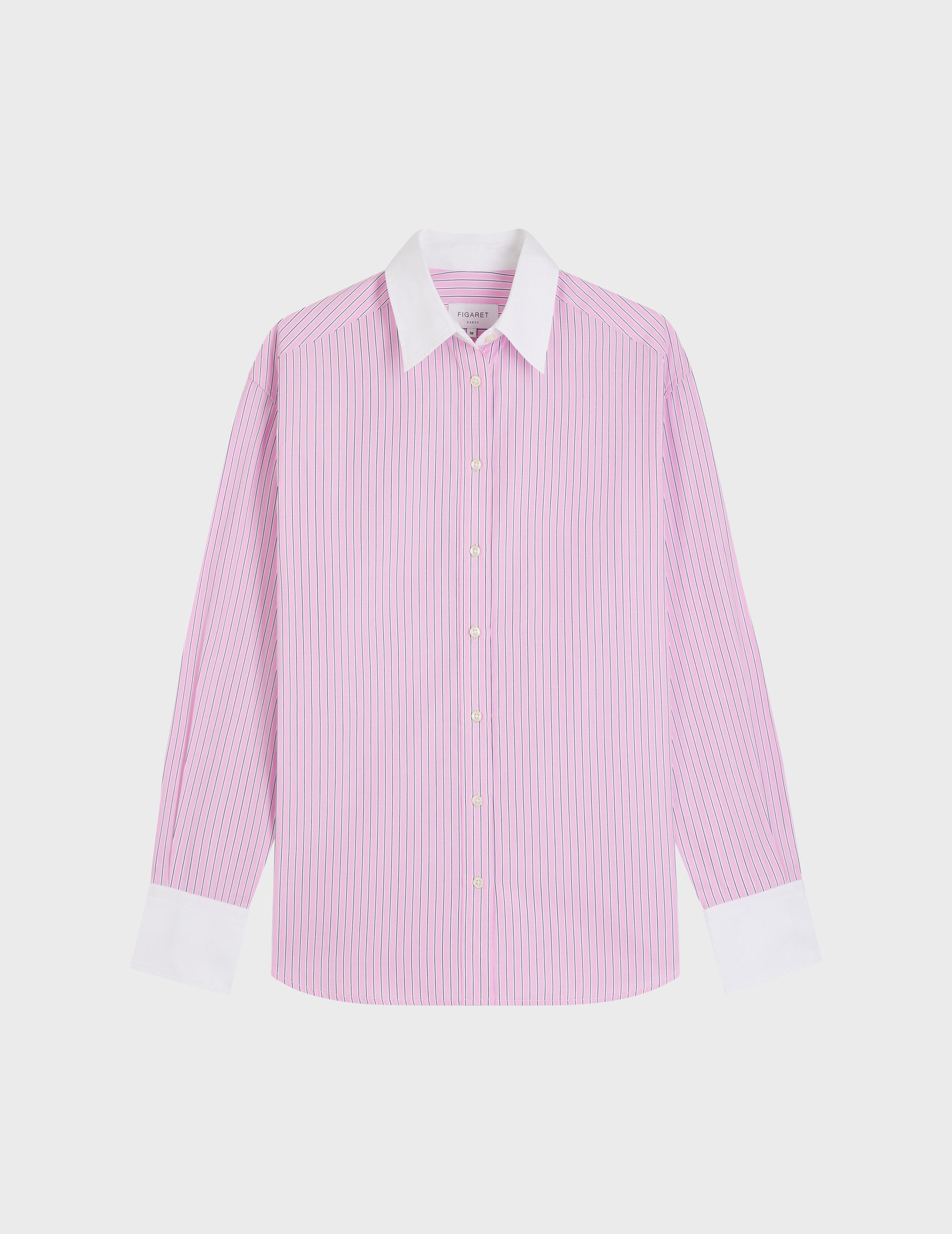 Chemise Ambre rayée rose - Popeline - Col Chemise